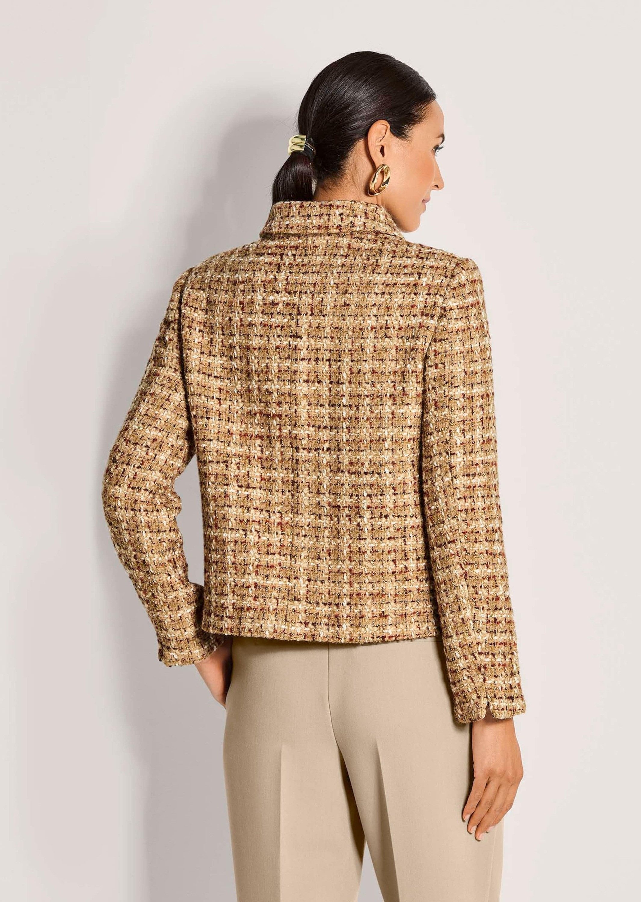 MADELEINE Kurzblazer Eleganter Businessblazer mit Hemdkragen Moderner Kurzblazer mit verdeckter Knopfleiste und langen Ärmeln