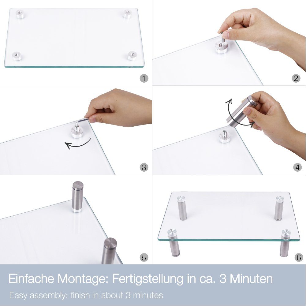 Mucola Monitor-Halterung Monitorerhöhung Bildschirmerhöhung Tisch TV Aufsatz Glasaufsatz Glas, (bis 0 Zoll, Stück, Premium-Monitor Tisch, Sicherheitsglas) – Bild 5 von 5