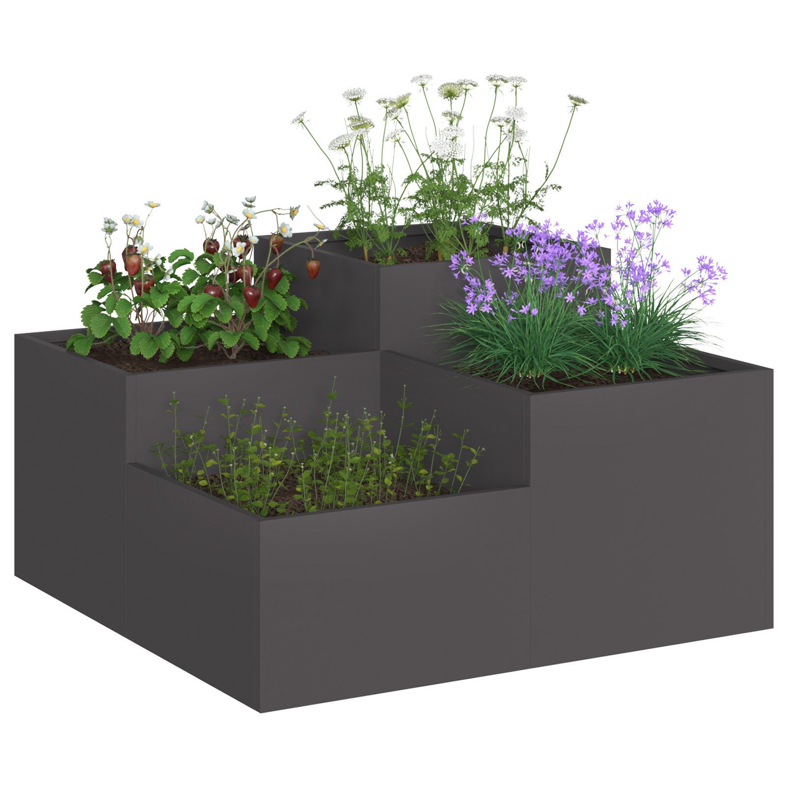 vidaXL Blumentopf Pflanzkübel 80x80x48 cm Schwarz günstig online kaufen