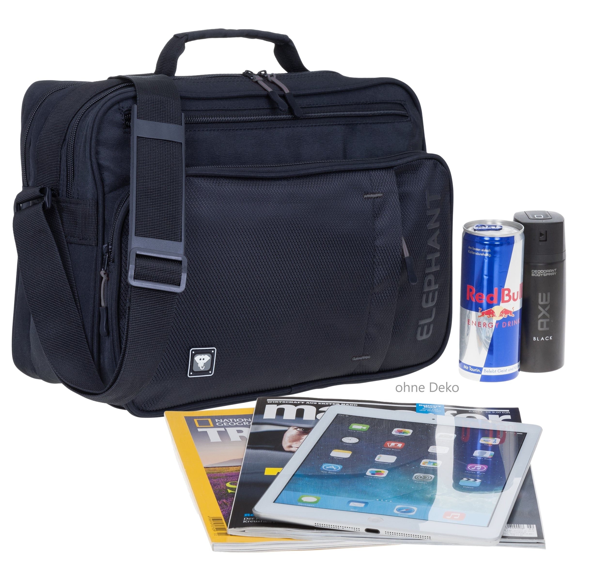 ELEPHANT Flugumhänger Arbeitstasche Bürotasche Handgepäck Freizeit Querformat, Flugbegleiter Umhängetasche Arbeit Reisetasche Tasche Dark 3625 + Etui – Bild 4 von 5