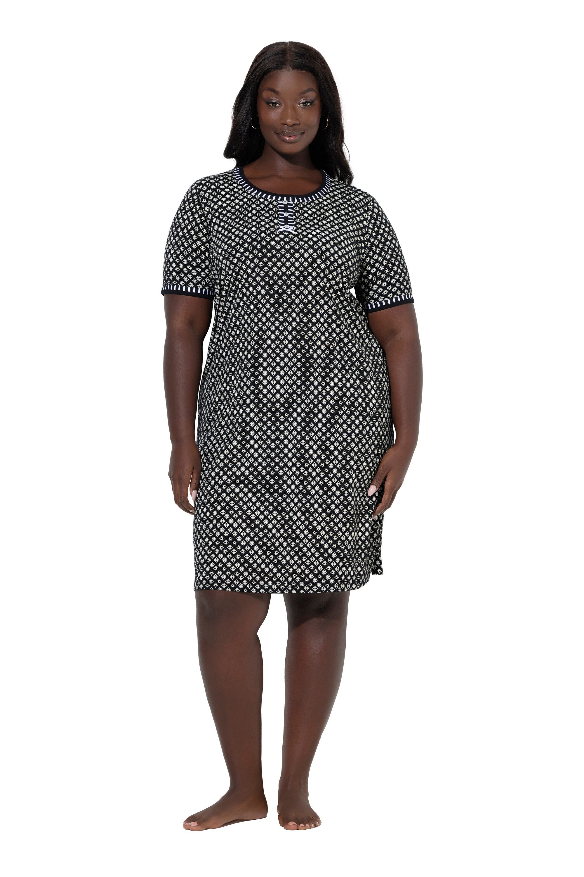 Ulla Popken Bigshirt Bigshirts 2er-Pack Muster/uni Rundhals Halbarm