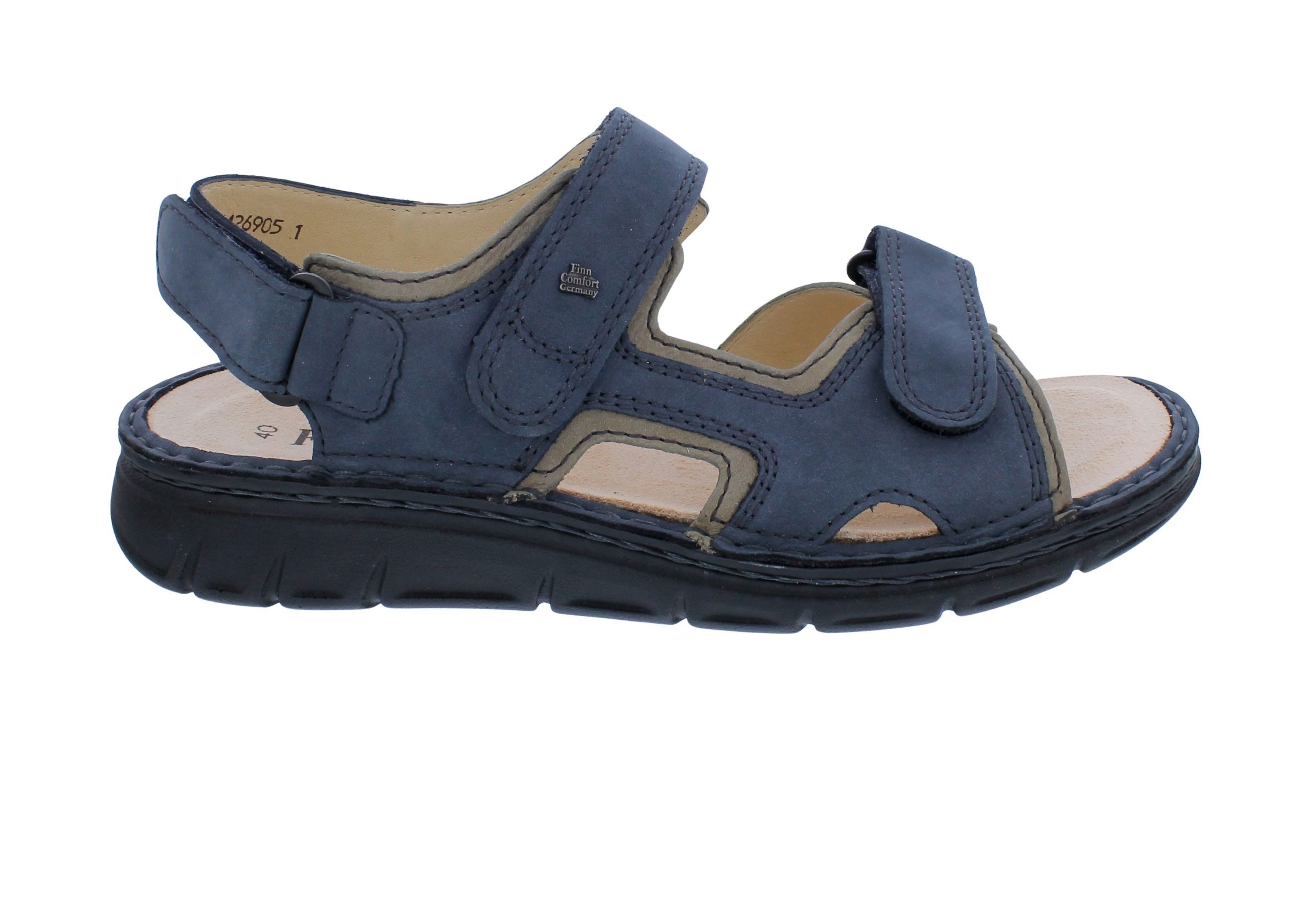 Finn Comfort Herrensandale Wanaka-Soft 81540-903097, Nubukleder, Blau- Sandale