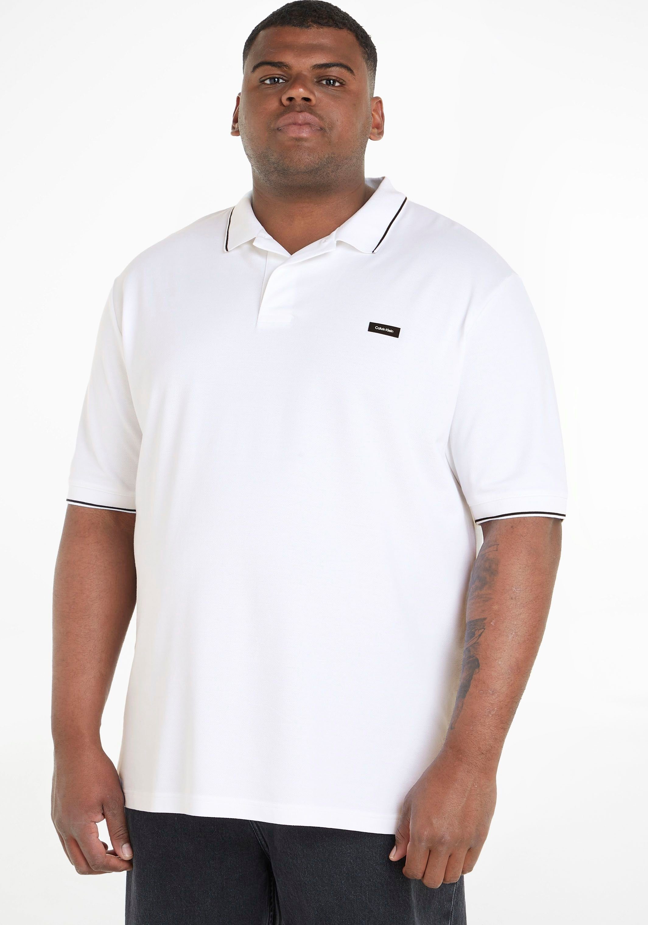 Calvin Klein Big&Tall Poloshirt mit kurzen Ärmeln weiß