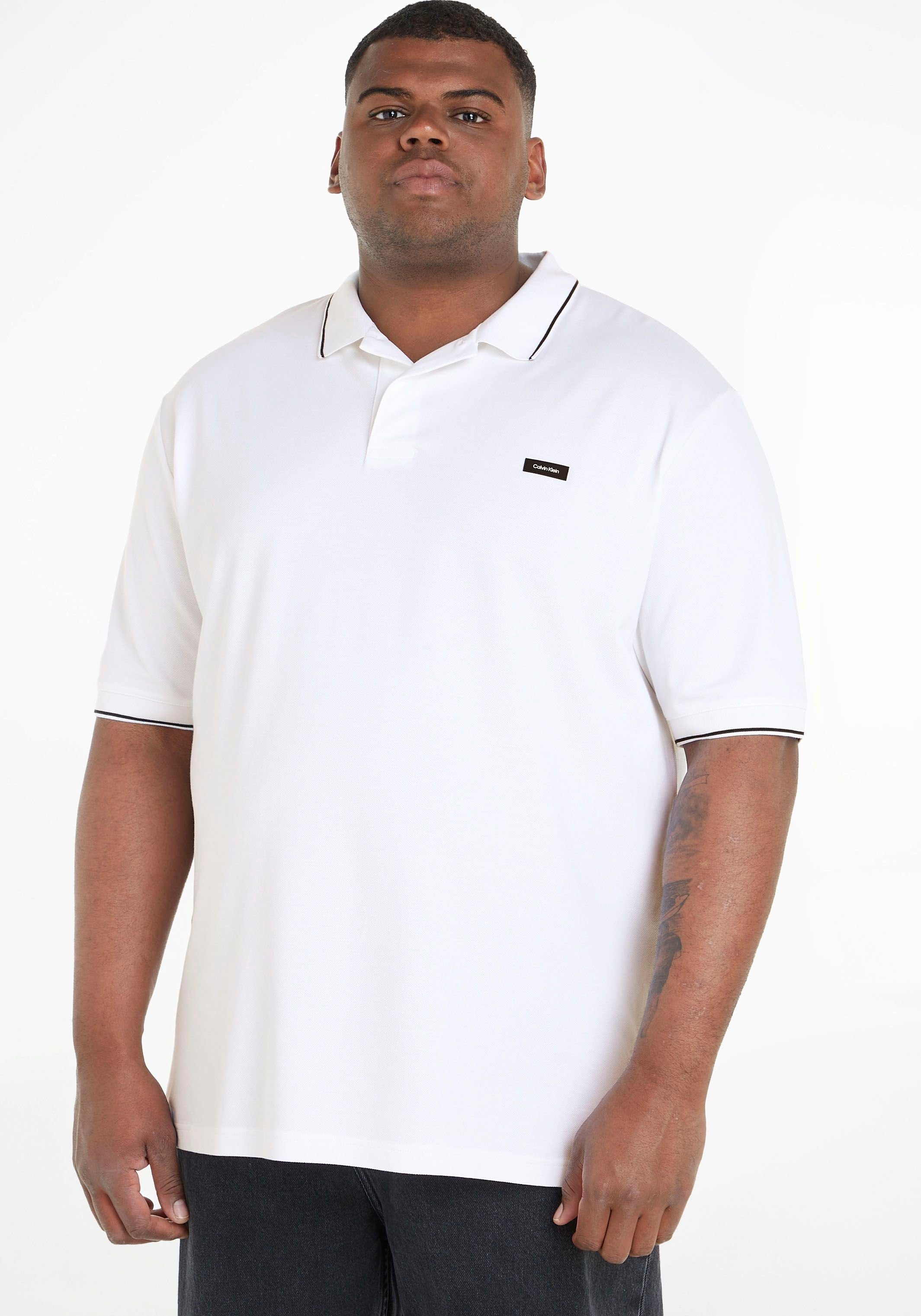 Ärmeln mit weiß kurzen Poloshirt Calvin Klein Big&Tall