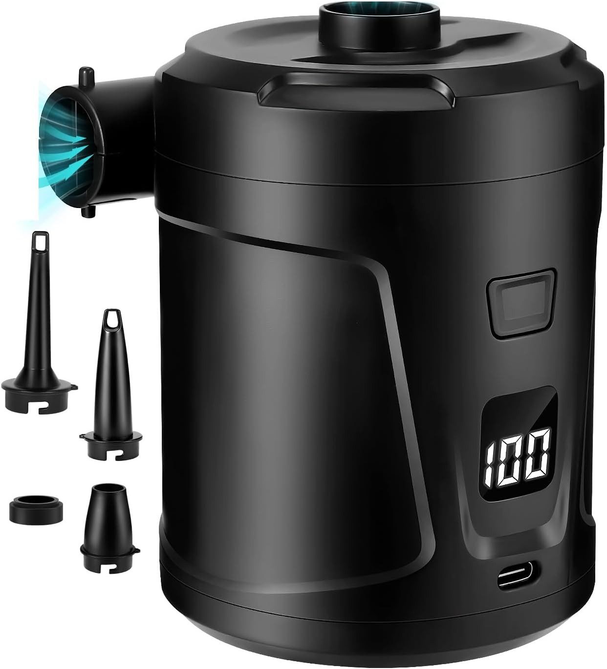 FELIXLEO Akku-Luftpumpe Elektrische Luftpumpe 5200mAh Akku Schnell Inflator mit 4 Düsen (1-tlg)
