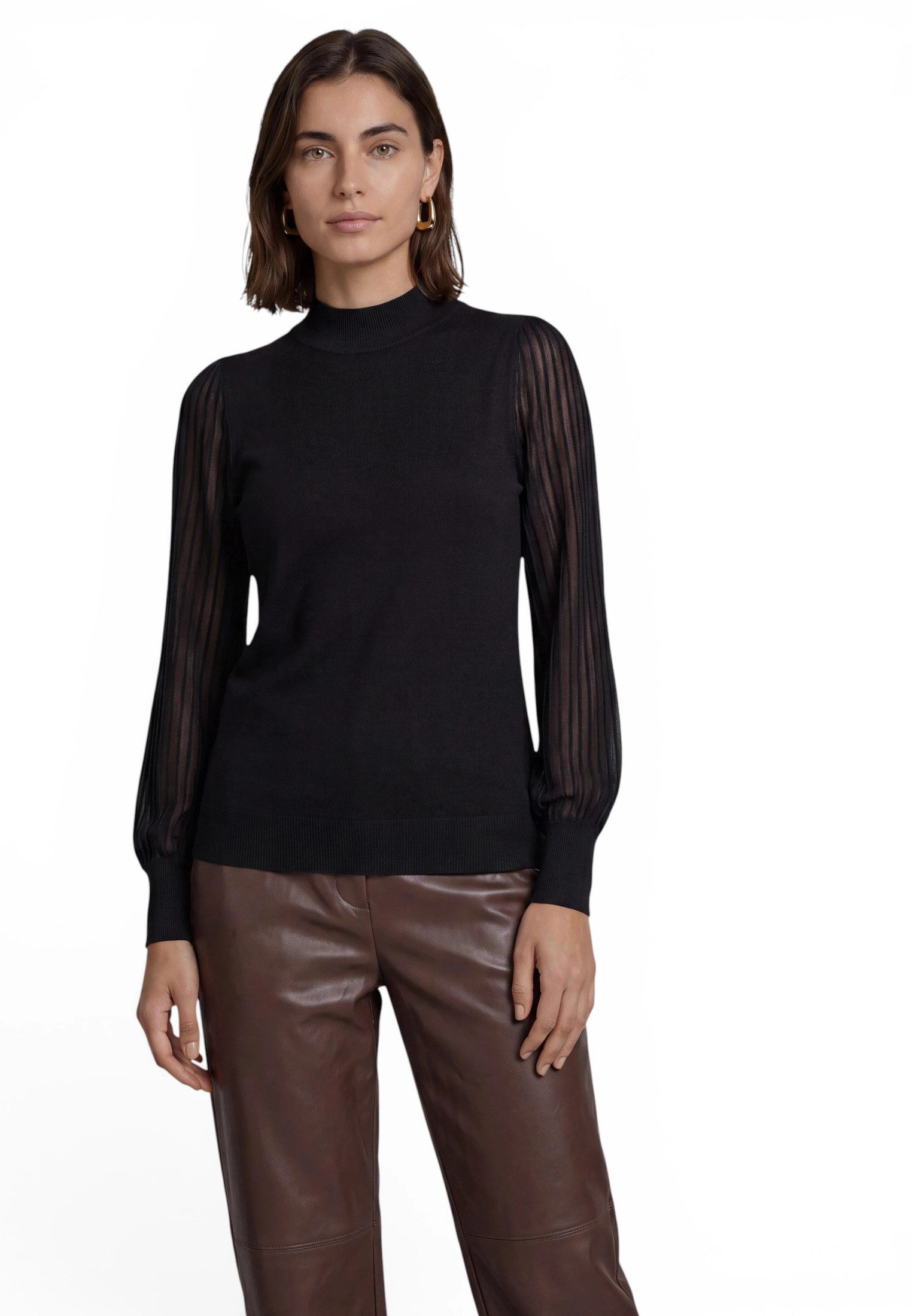 Zero Strickpullover Damen mit Spitzenärmeln (1-tlg) Struktur