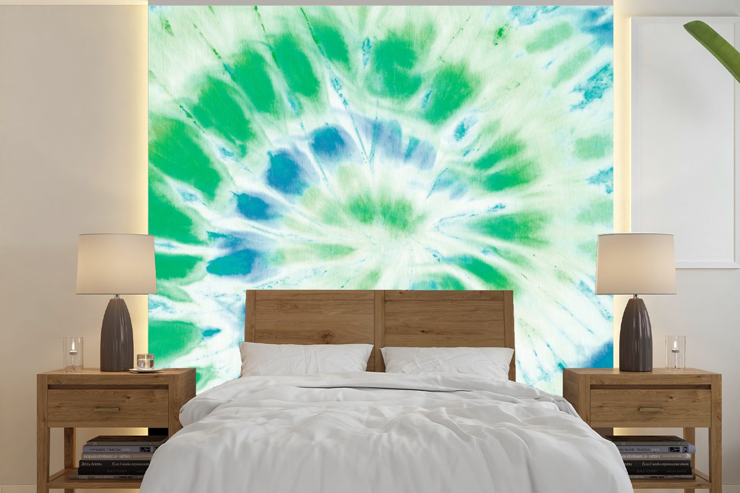 Wohnzimmer Wandtapete MuchoWow - bedruckt, für St), Fototapete oder Vinyl Tapete Krawattenfärbung Schlafzimmer, Sommer (5 Grün, Matt, -