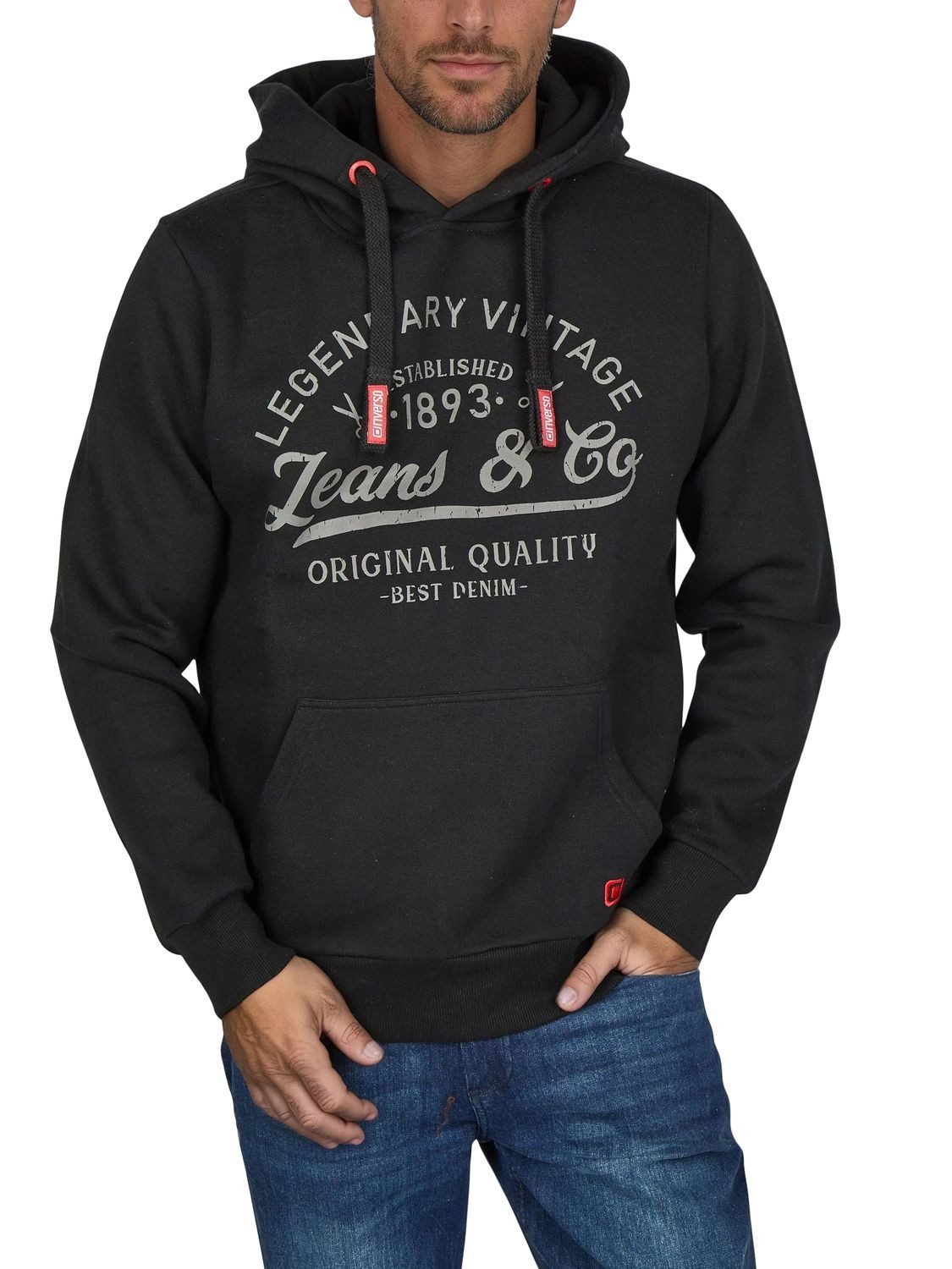 riverso Kapuzenpullover Herren Hoodie RIVArmin Regular Fit Longsleeve Sweatshirt mit Kängurutasche