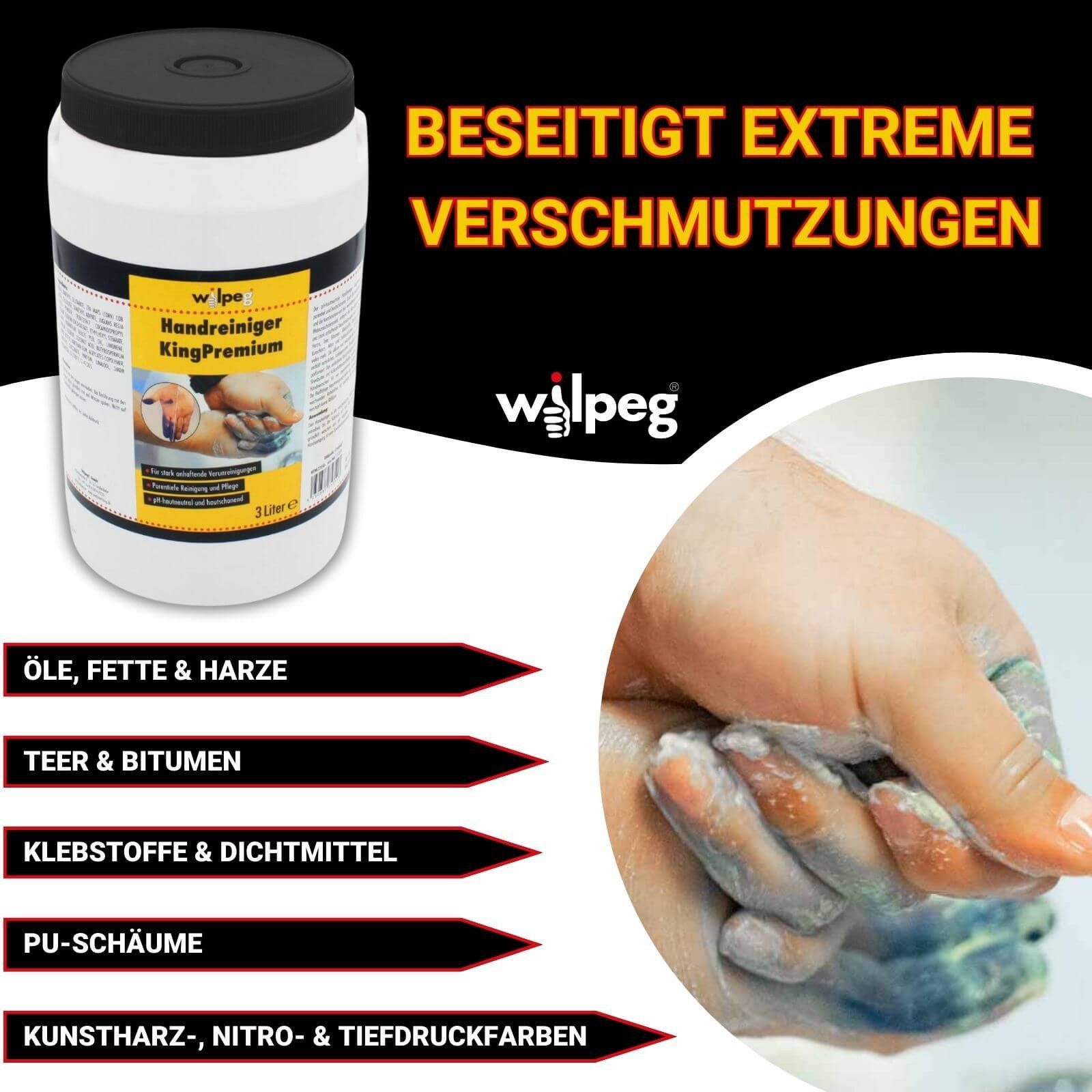 wilpeg® Handcreme Handreiniger KingPremium 3x 3L - Handwaschpaste reinigend und pflegend