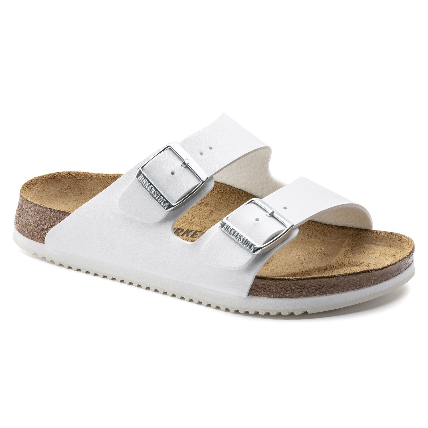 mit anatomisch geformtem Birkenstock weiß Pantolette Kork-Latex-Fußbett Arizona