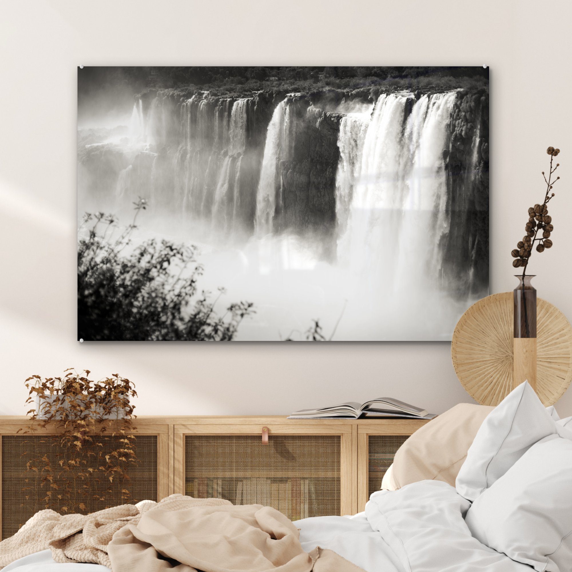 Wohnzimmer & oberen Wasserfälle im, (1 Schwarz-Weiß-Ansicht Schlafzimmer des St), Acrylglasbilder der MuchoWow Acrylglasbild wilden Teils