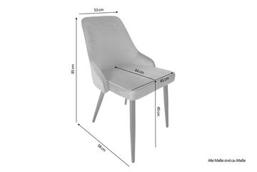 byLIVING Stuhl SHANE (2er-Set, Samtbezug in grau, Metallgestell in schwarz), Bequeme Rückenschale, Hoher Sitzkomfort durch hochwertiger Polsterung