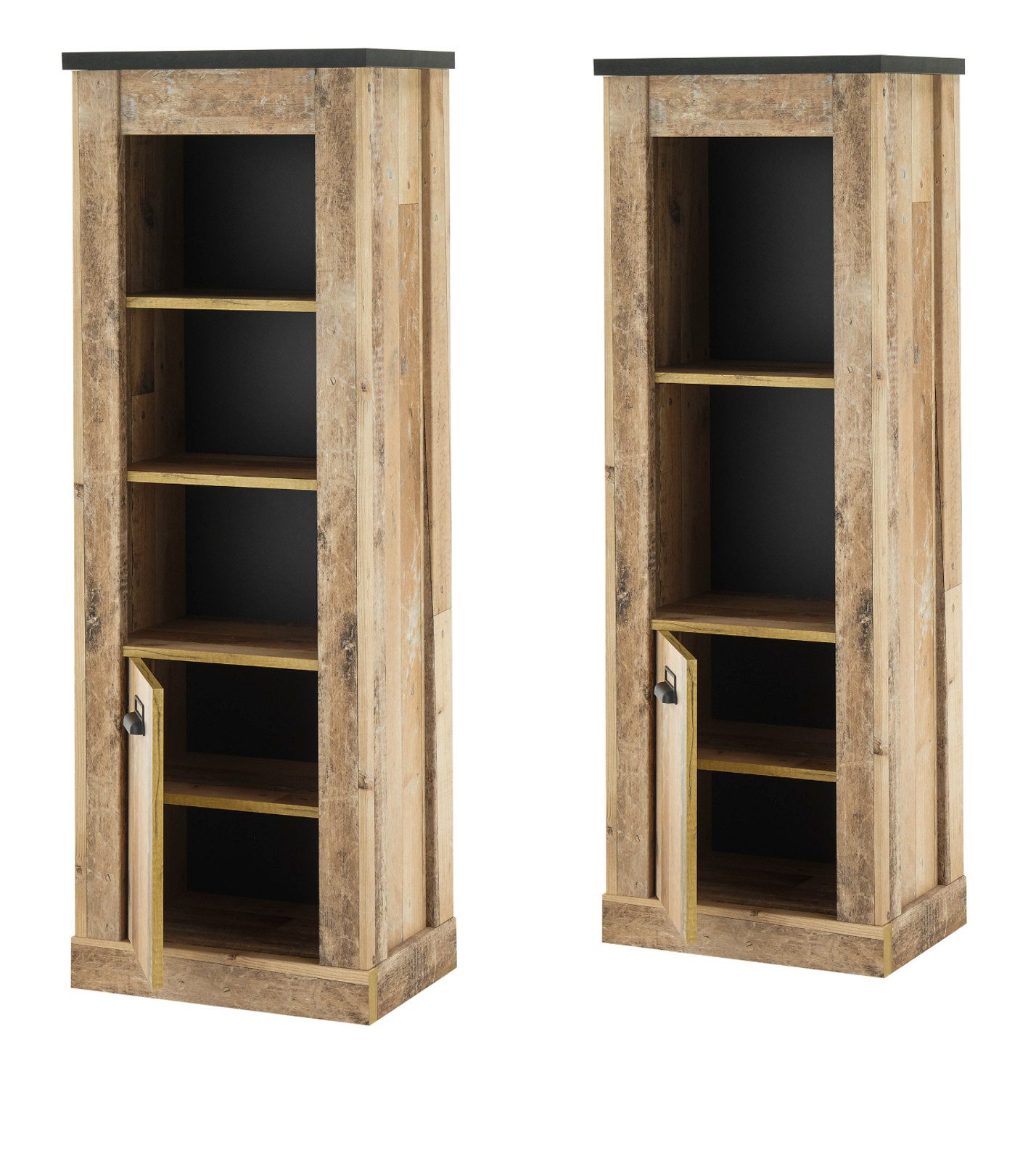 Furn.Design Büromöbel-Set Stove, (in Used Wood Altholz Dekor, 3-teiliges Set für Büro und Homeoffice), mit Soft-Close und Metallgestell