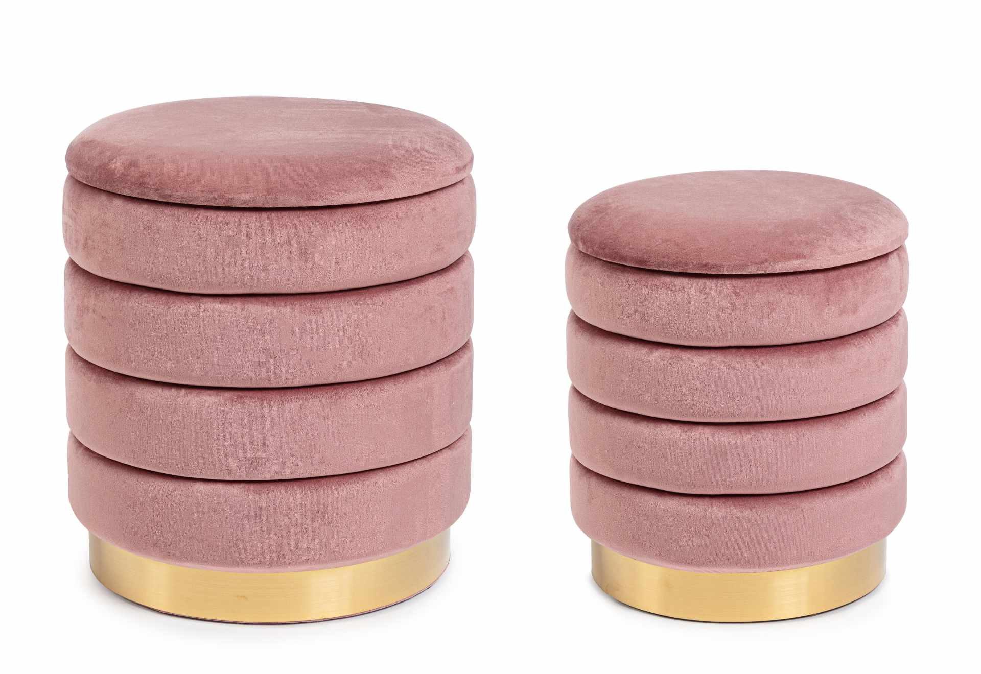 Bizzotto Pouf Darina 2er-Set in Samt-Optik, Rosa