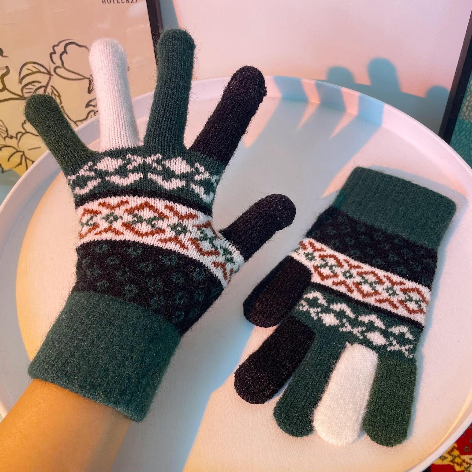ZanMax Strickhandschuhe 1 Paar Winter Handschuhe 2 Warm gestrickte Stil Touchscreen Handschuhe
