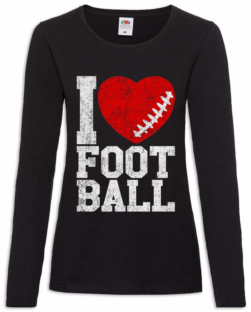 Langarmshirt I Love Football III Damen Langarmshirt American US USA Hearts Heart