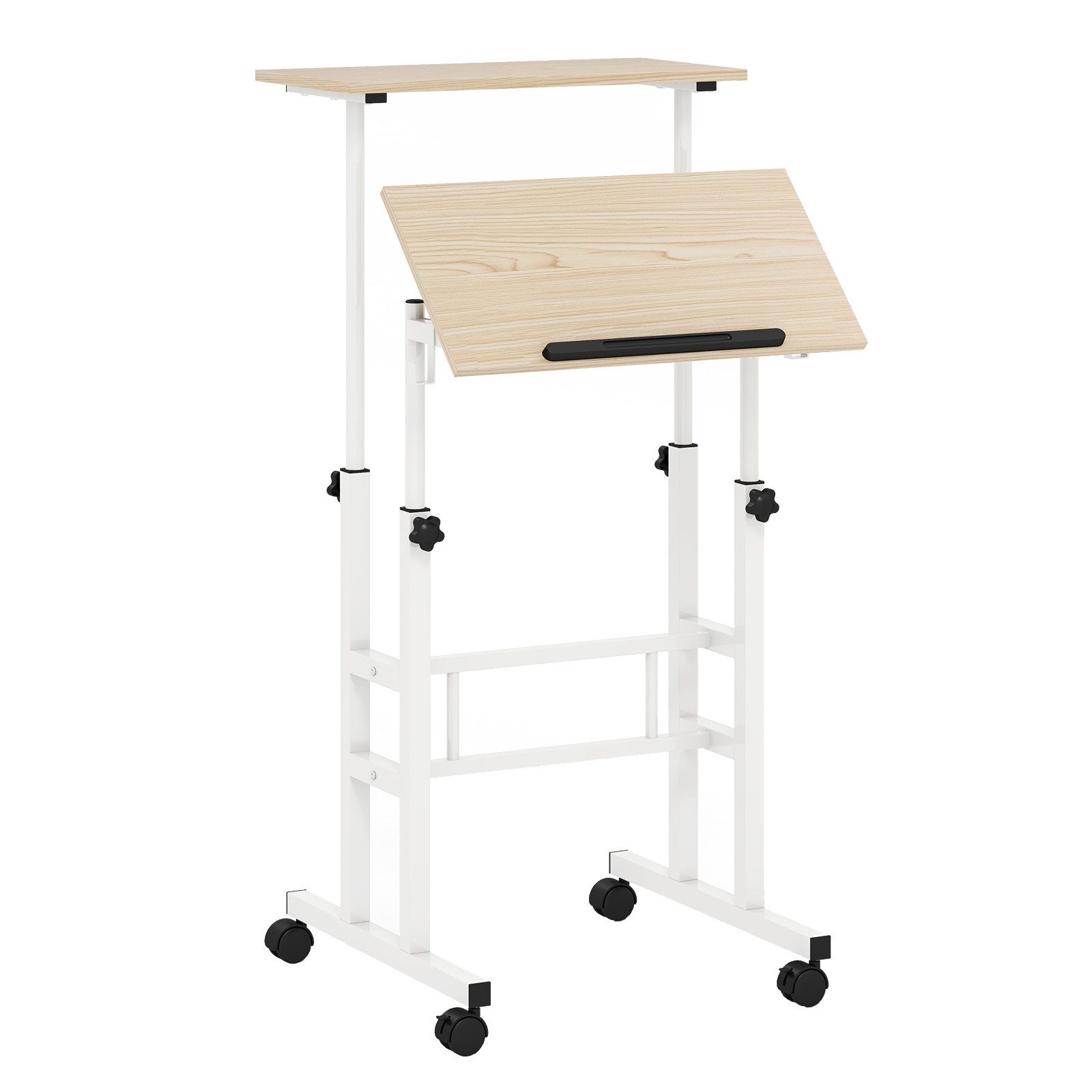 COSTWAY Computertisch, 2-stufig, höhenverstellbar mit Rollen, günstig online kaufen