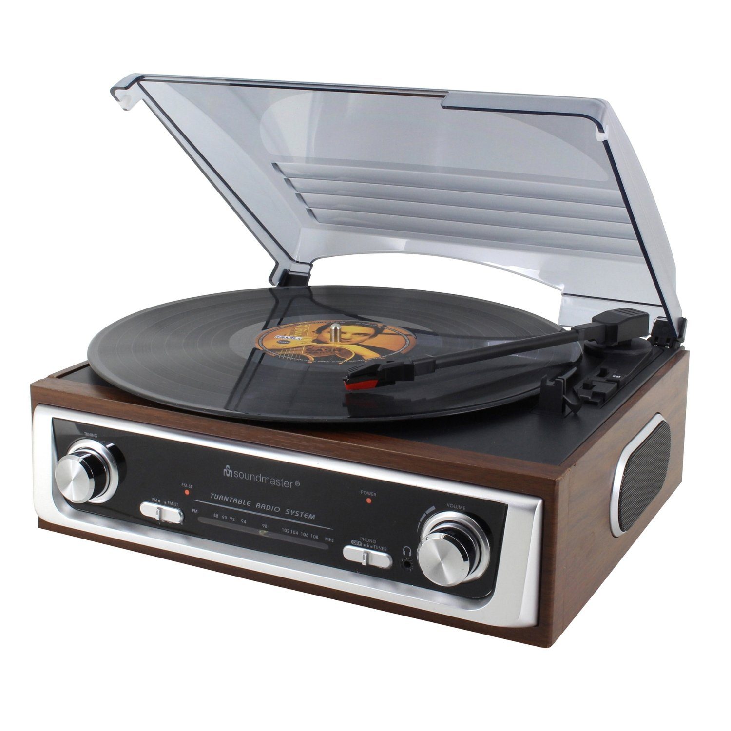 PL196H Plattenspieler Radio Stereo-Lautsprecher Echtholz Retro Radioplattenspieler