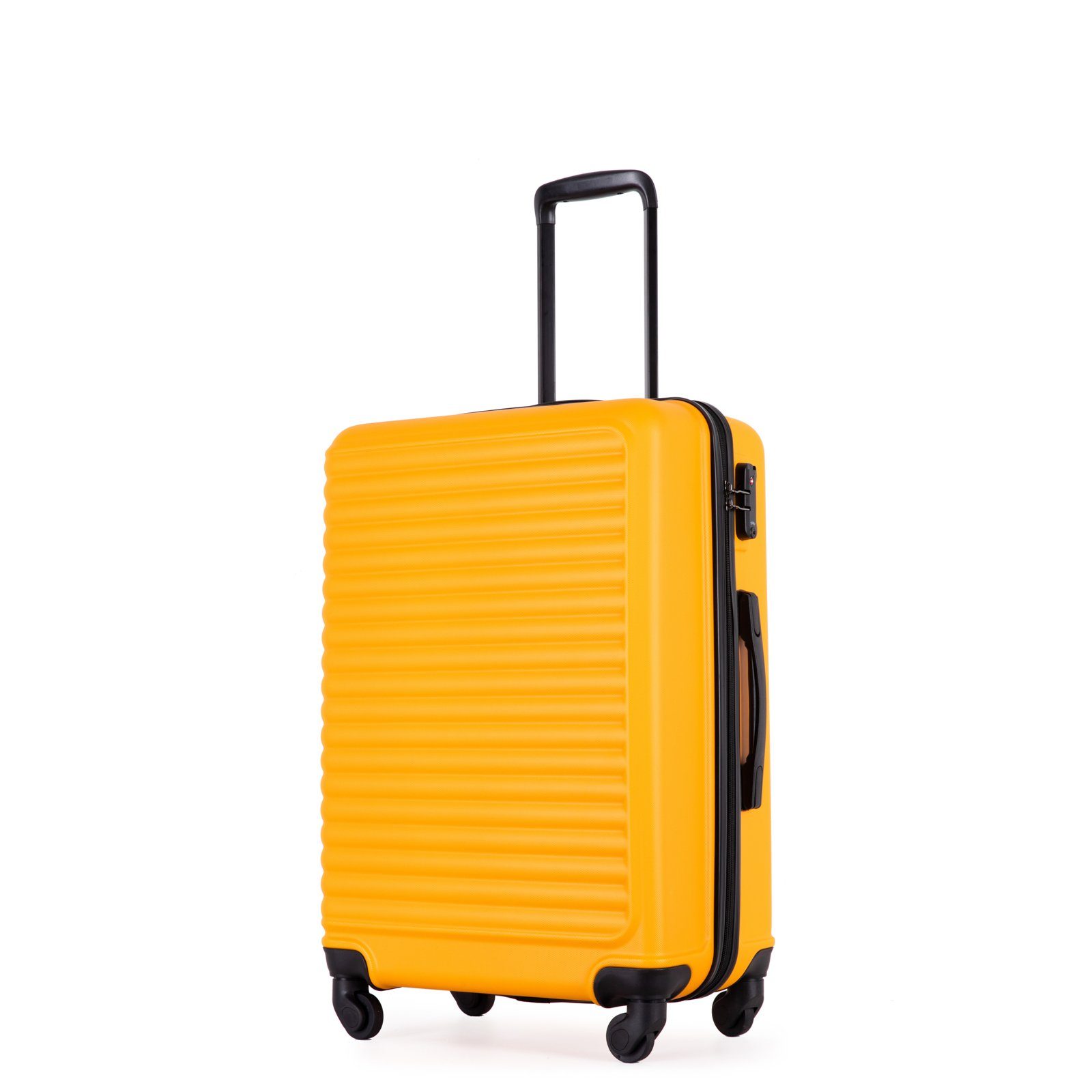 TSA-Schloss Gelb Koffer ABS-Material, Rollen, Reisekoffer, Handgepäcktrolley Hartschalen-Trolley, 4 Flieks