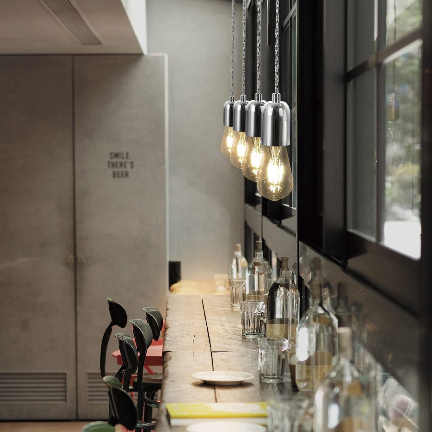 ZMH Hängeleuchte Retro E27 mit 1.3M Kabel Lampenaufhängung Baldachin für Esszimmer Bar, Auegnschutz, ohne Leuchtmittel, Industrial Pendleuchte mit Baldachin Dec – Bild 2 von 5