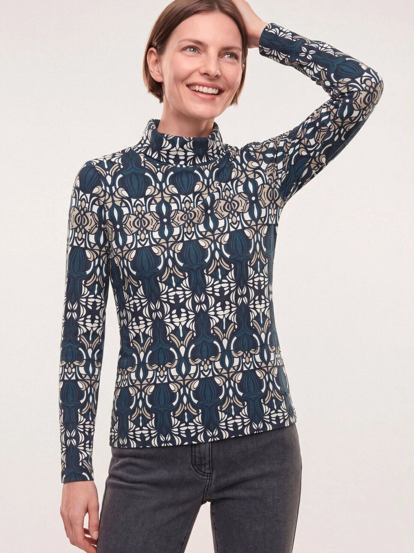 Walbusch Rollkragenpullover Damen Thermo Rolli mit Druck Rollkragen Langarm