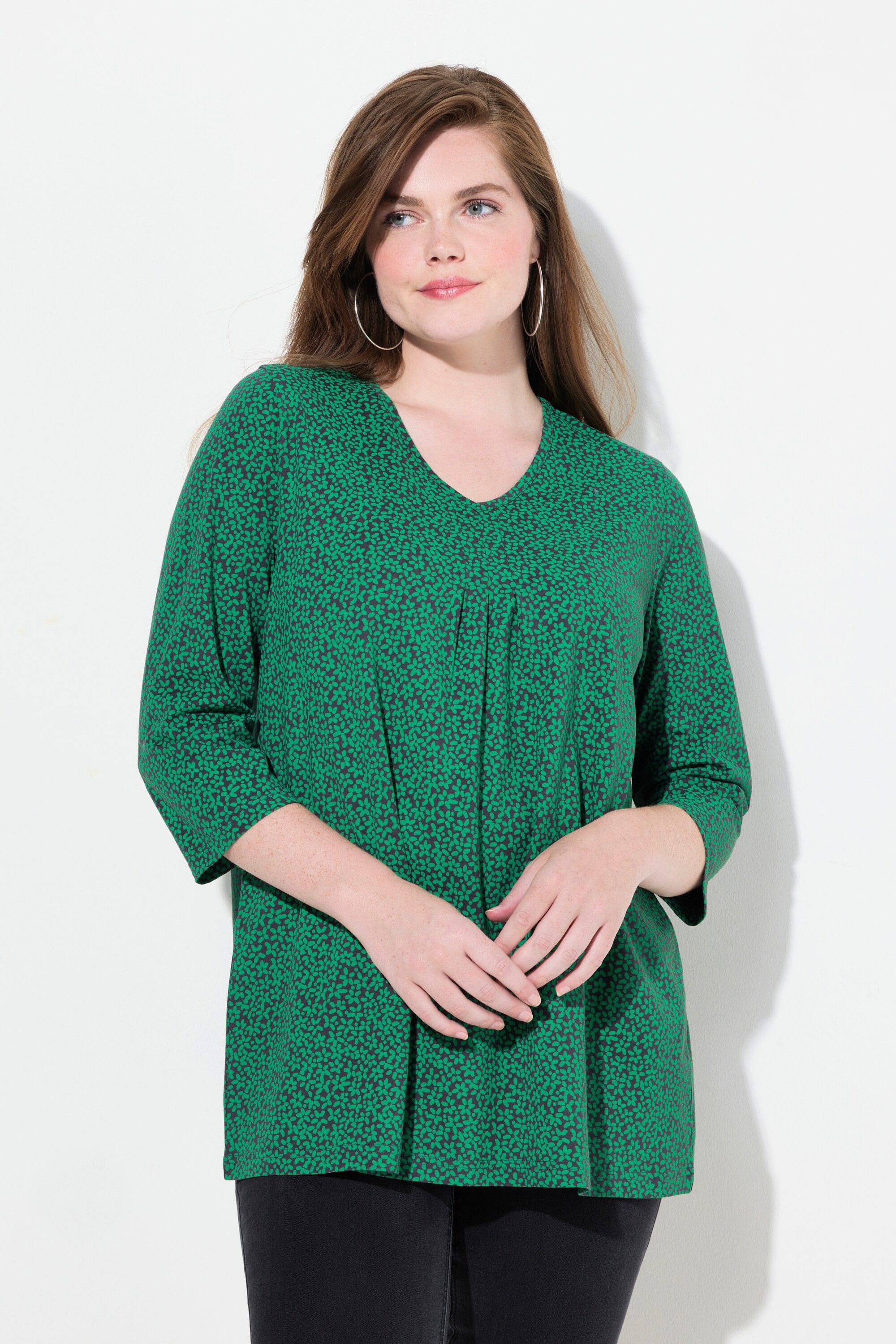 Ulla Popken Longsleeve Shirt Blüten A-Linie günstig online kaufen