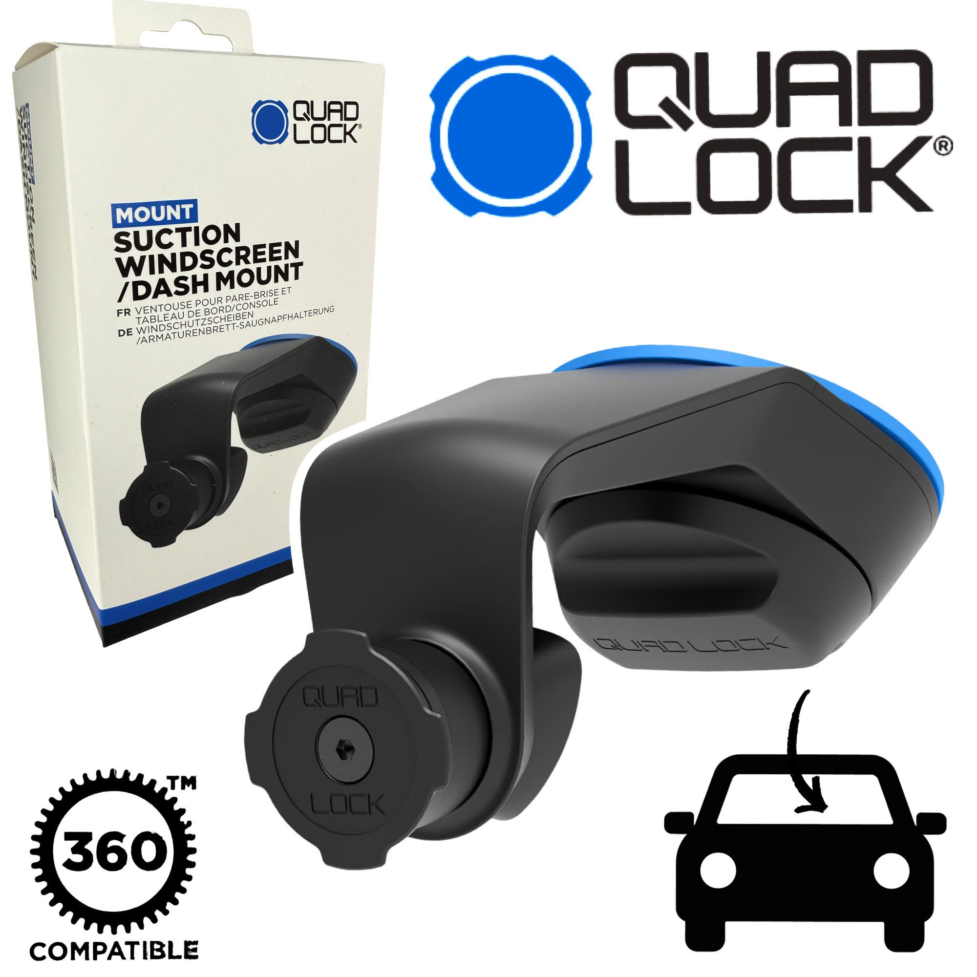Handy-Halterung QUAD LOCK Auto Handyhalterung für Windschutzscheibe / Armaturenbrett 