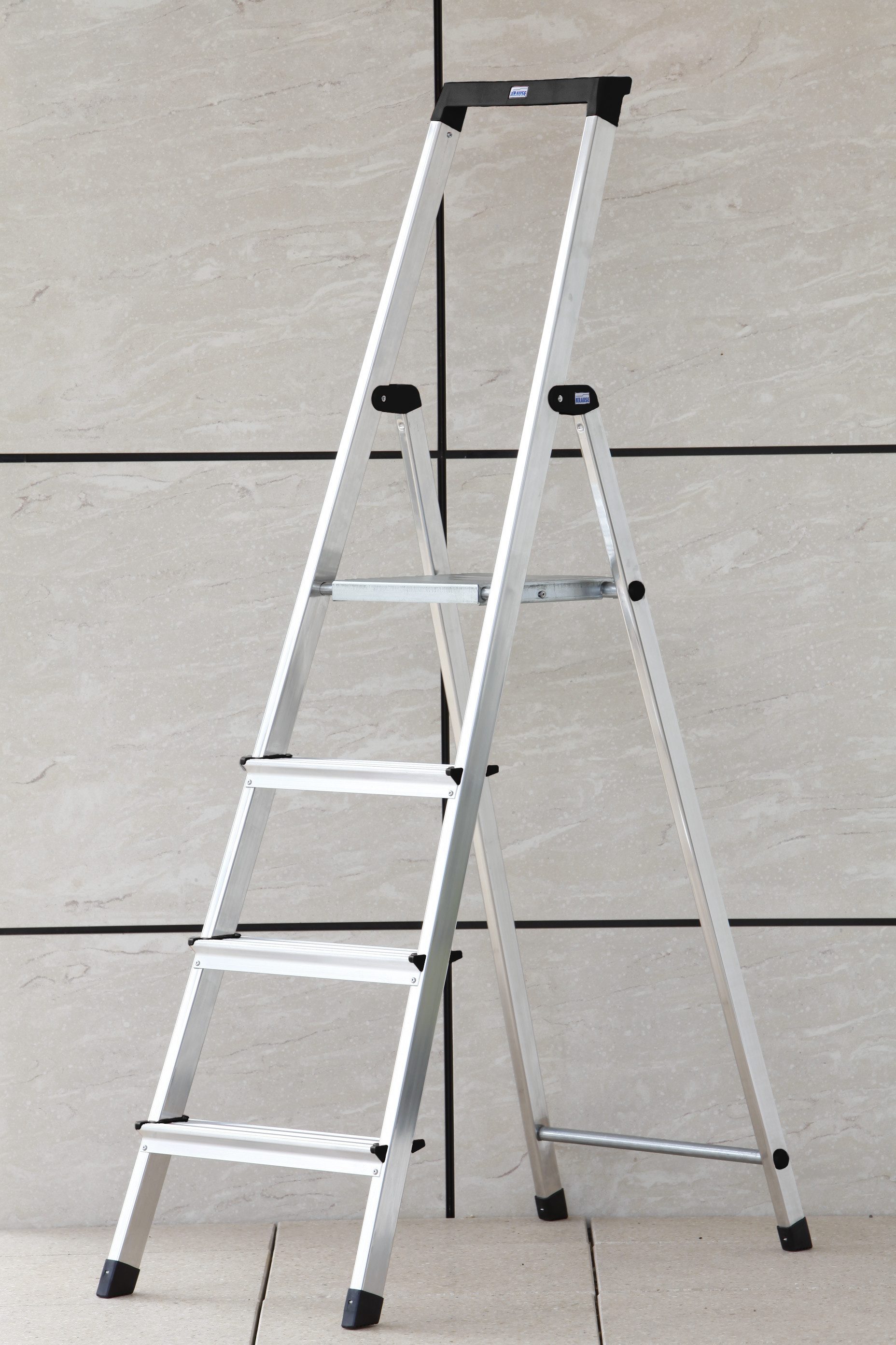 KRAUSE Stehleiter Solidy, Aluminium, 1x4 Stufen, Arbeitshöhe ca. 284 cm