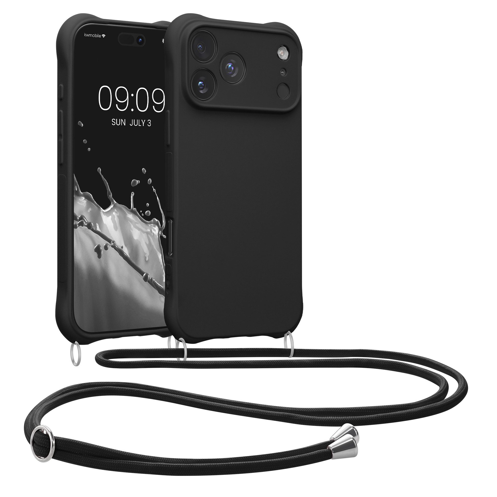 kwmobile Smartphone-Hülle Hülle für Apple iPhone 18 Pro Max / iPhone 17 Pro Max, mit Metall Kette zum Umhängen - Silikon Handy Cover Case Schutzhülle