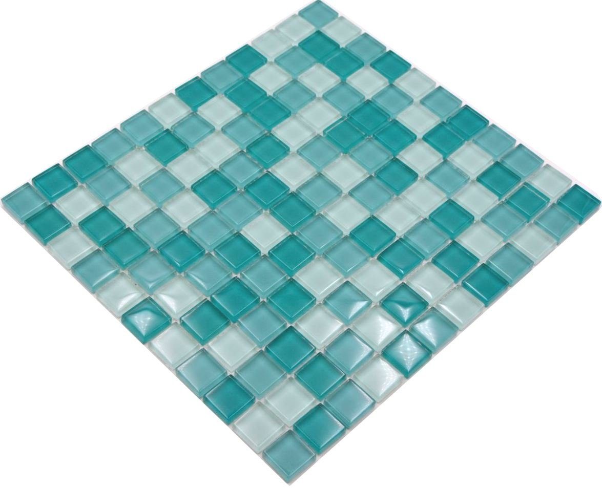 Mosani Mosaikfliesen Glasmosaik Mosaikfliesen türkis grün BAD WC Küche WAND