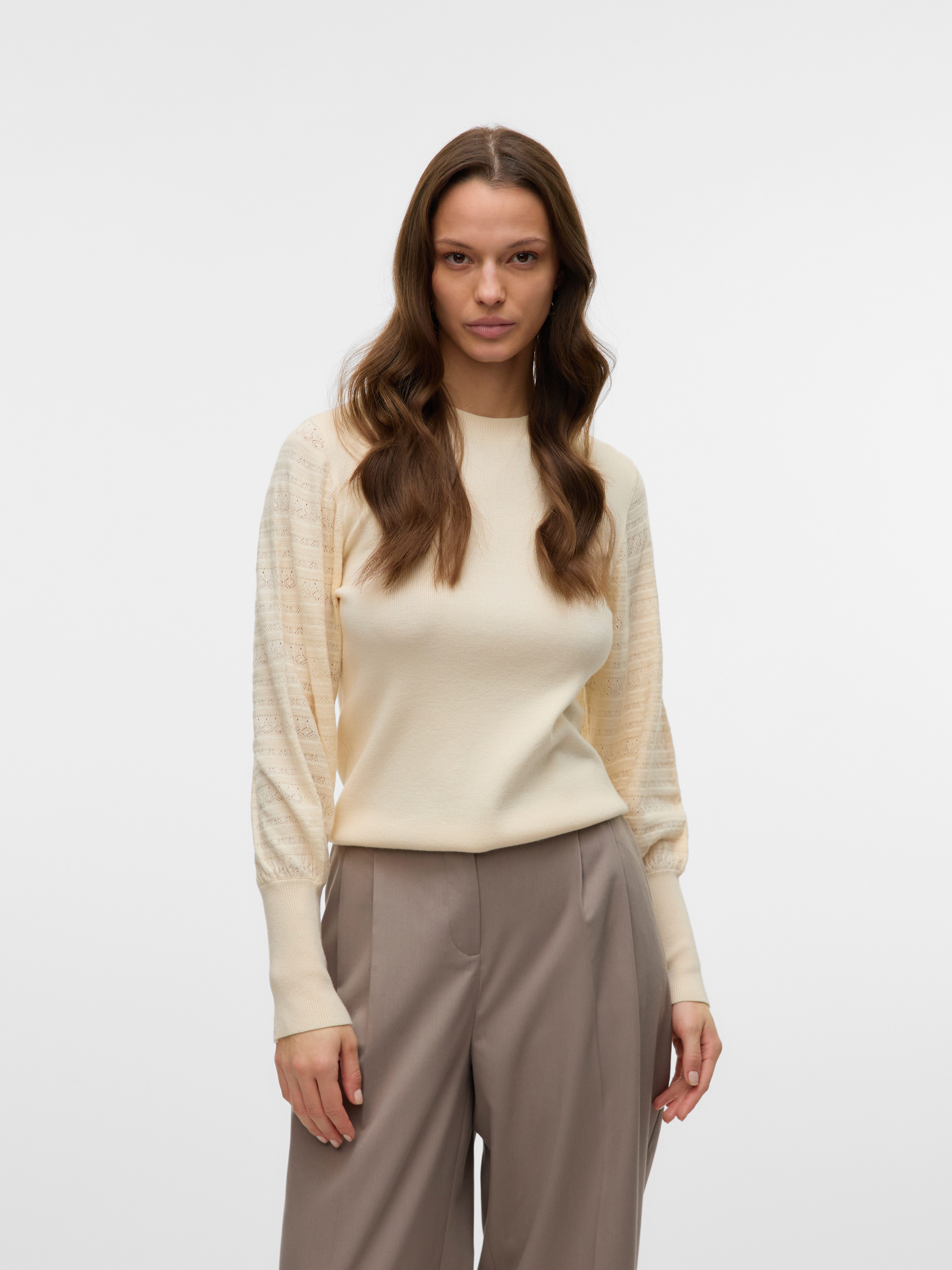 Vero Moda Strickpullover VMHOLLYPOINTELLE LS O-NCK PULLOVE GA BOO günstig online kaufen