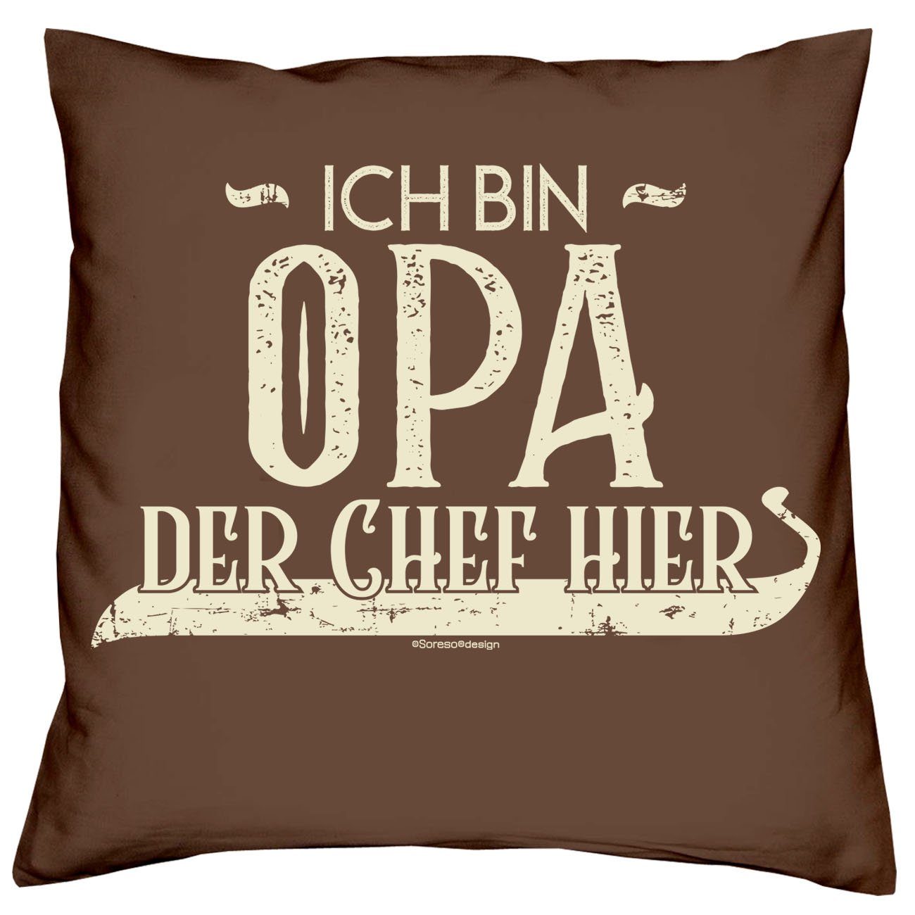 (Made in Kissen, Sofakissen, Füllung, Küche, Farben mit Druck, Kissenhülle braun Baumwoll Zierkissen Geschenk, Vatertagsgeschenk, Waschechte & Schlafzimmer, Oma Deko-Kissen Wohnzimmer, 40x40cm, Muttertagsgeschenk Bezug, Deutschland) Dekoratives Langlebiger Soreso® Dekokissen Opa mit