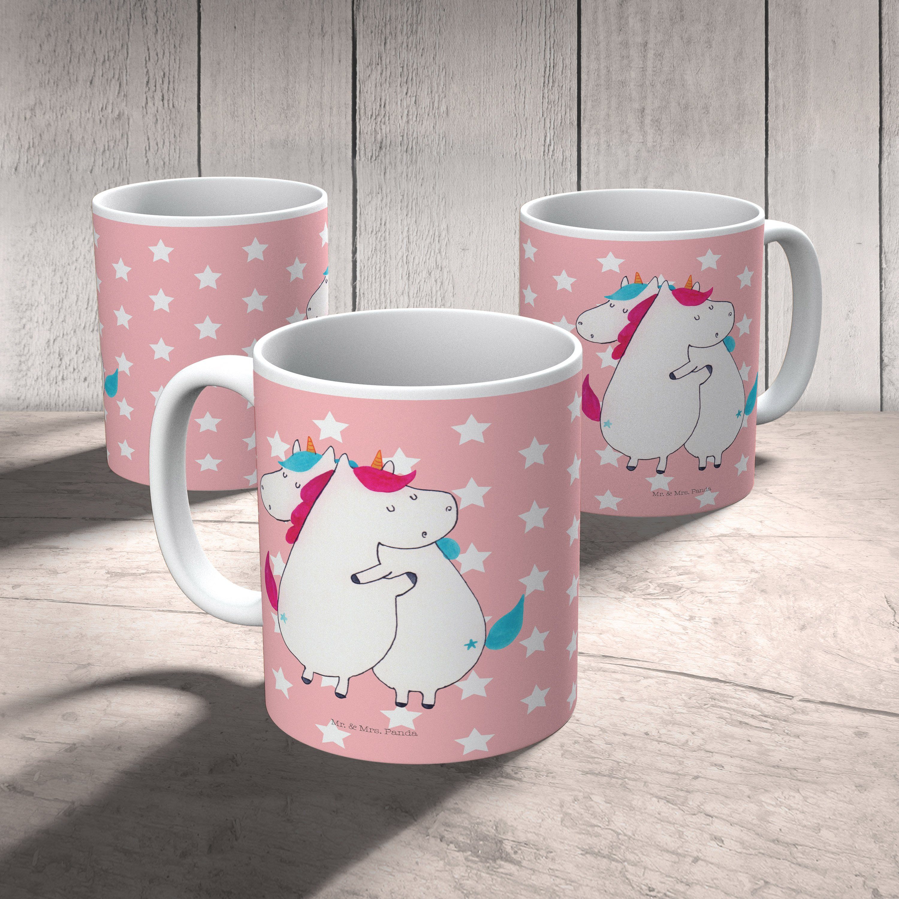 Mr. & Mrs. Panda Tasse Pegasus, Geschenk, - Keramik - Umarmen E, Tasse Pastell Rot Sprüche, Einhörner
