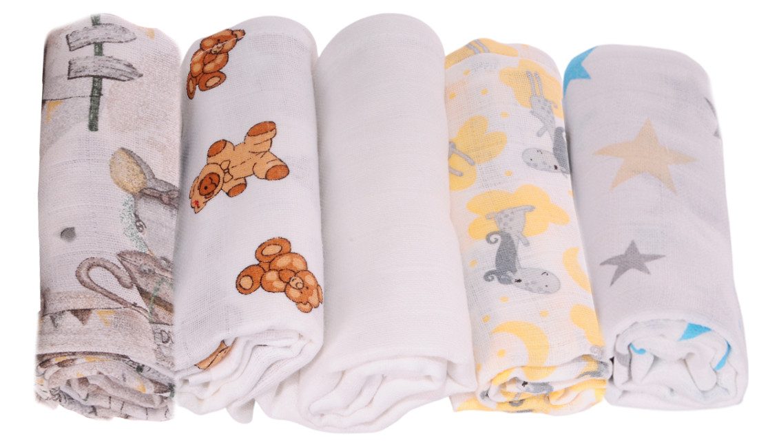 La Bortini Stoffwindeln Stoffwindeln 5er Pack Spucktücher Baby Mullwindeln Stoffwindeln, aus reiner Baumwolle