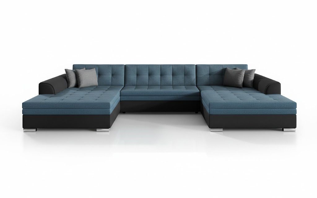 Xlmoebel Wohnlandschaft U-Form Vento Bettfunktion Polster Textil Möbel Sofort, Ecksofa U-Form, Made in Europa
