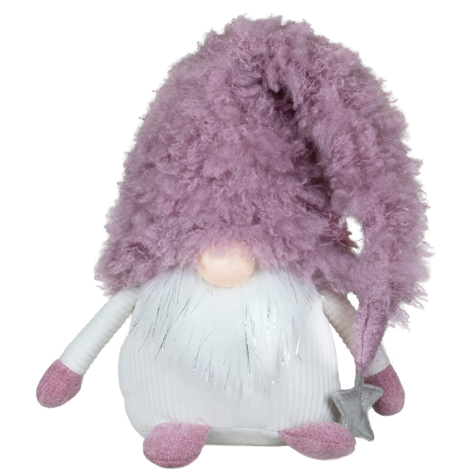 Christmas Paradise Weihnachtsfigur sitzender Wichtel 30cm (1 St., mit Kuscheliger rosa Mütze), und silberner Stern