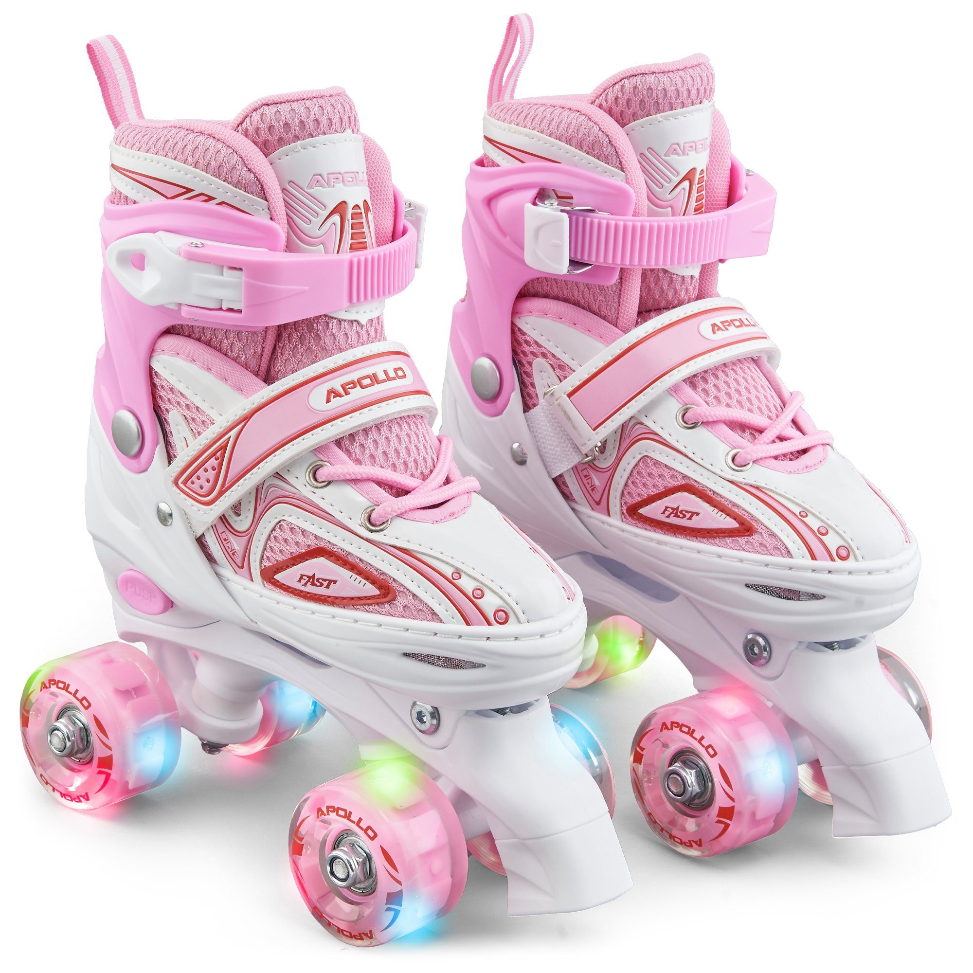 Apollo Rollschuhe LED Rollschuhe größenverstellbar Super Quads X-Pro, größenverstellbare Roller Skates für Mädchen und Jungen - Größen 31-42