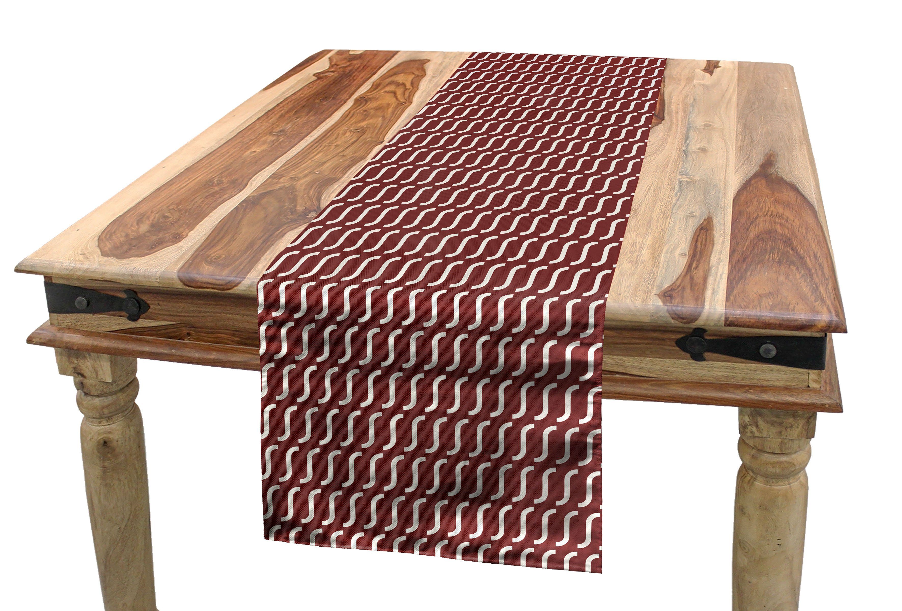 Abakuhaus Tischläufer Esszimmer Küche Rechteckiger Dekorativer Tischläufer, rot Cutrvy gewellte Linien Dunkle Fliesen