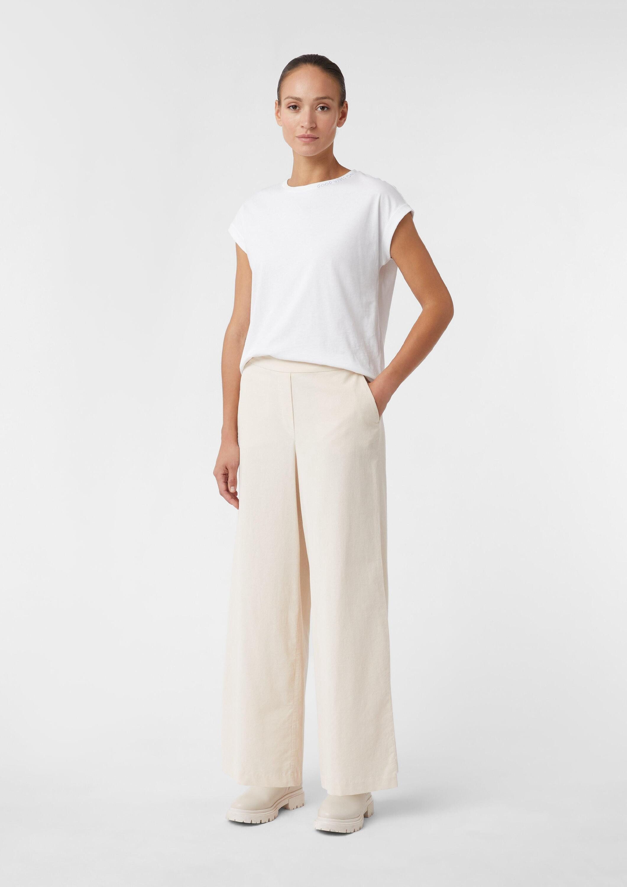 comma Chinos Hose Wide-Leg-Hose aus Feincord mit Elastikbund günstig online kaufen