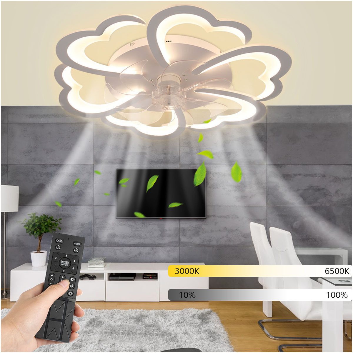 oyajia Deckenventilator 85W Deckenleuchte Dimmbar, Leise günstig online kaufen