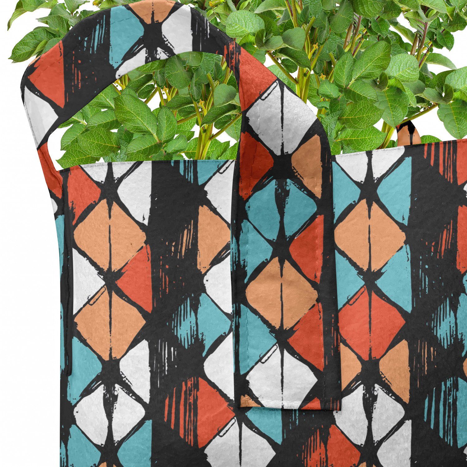 hochleistungsfähig Griffen Pflanzen, Pflanzkübel Stofftöpfe mit für Moderne Abakuhaus Geometrisch Hexagon Entwurf