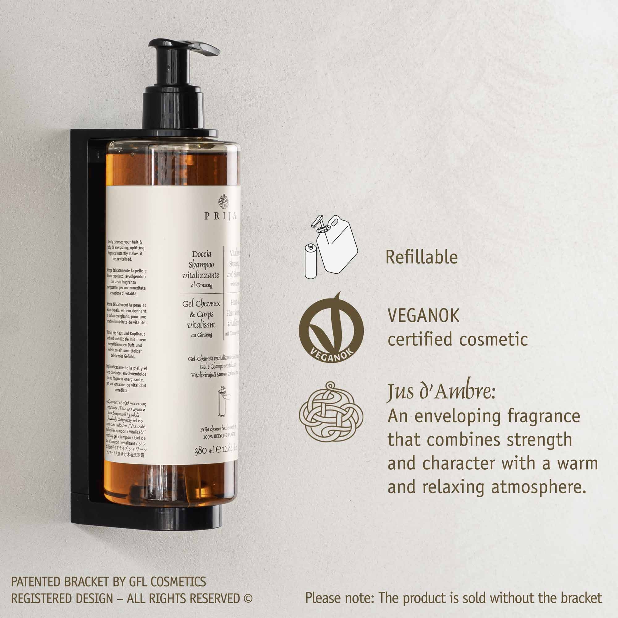 PRIJA Duschgel PRIJA Shampoo & Duschgel 2in1 Nachfüllkanister 5L, 380ml, Halterung, 1-tlg.