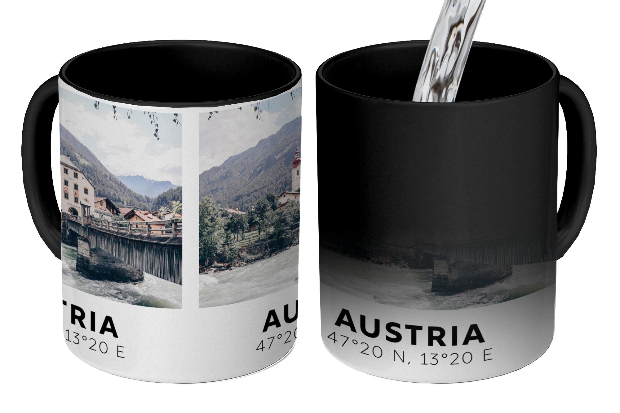 MuchoWow Tasse Österreich - Herberge - Berge - Alpen, Keramik, Farbwechsel, Kaffeetassen, Teetasse, Zaubertasse, Geschenk | Tassen