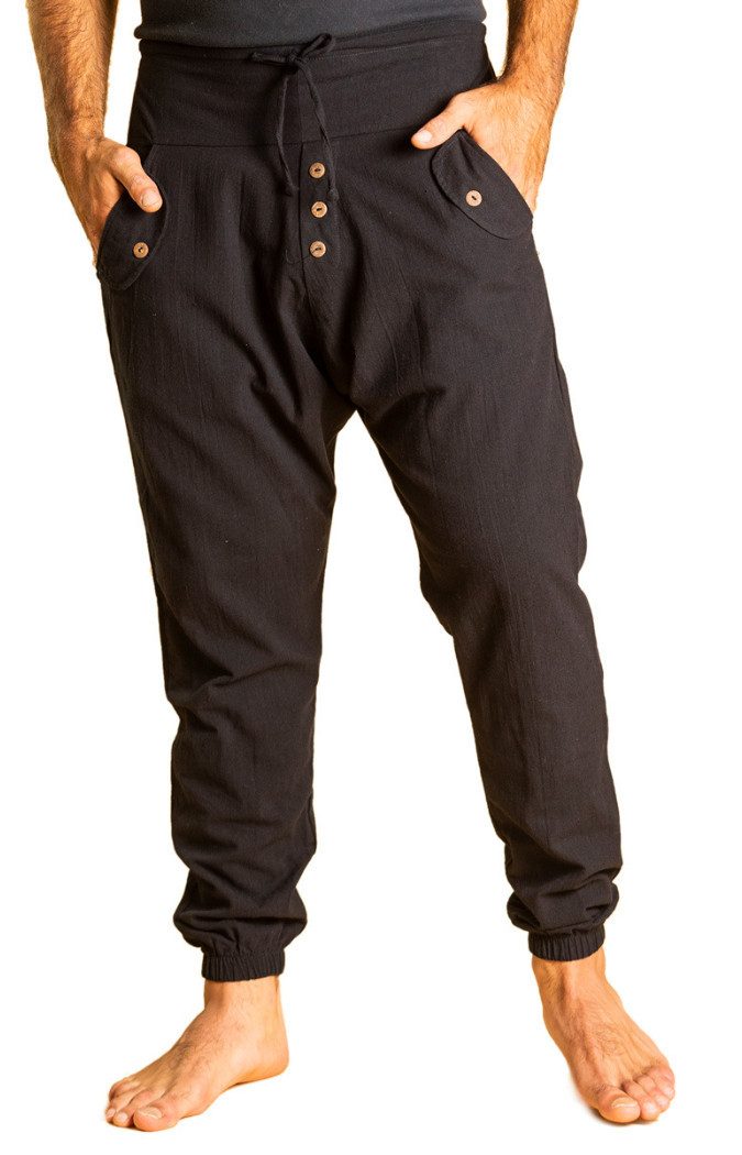 PANASIAM Haremshose Yogipants classic bequeme Freizeithose wie Aladinhose Unisex für Damen und Herren Haremshose Tunnelzug vorne Gummiband hinten