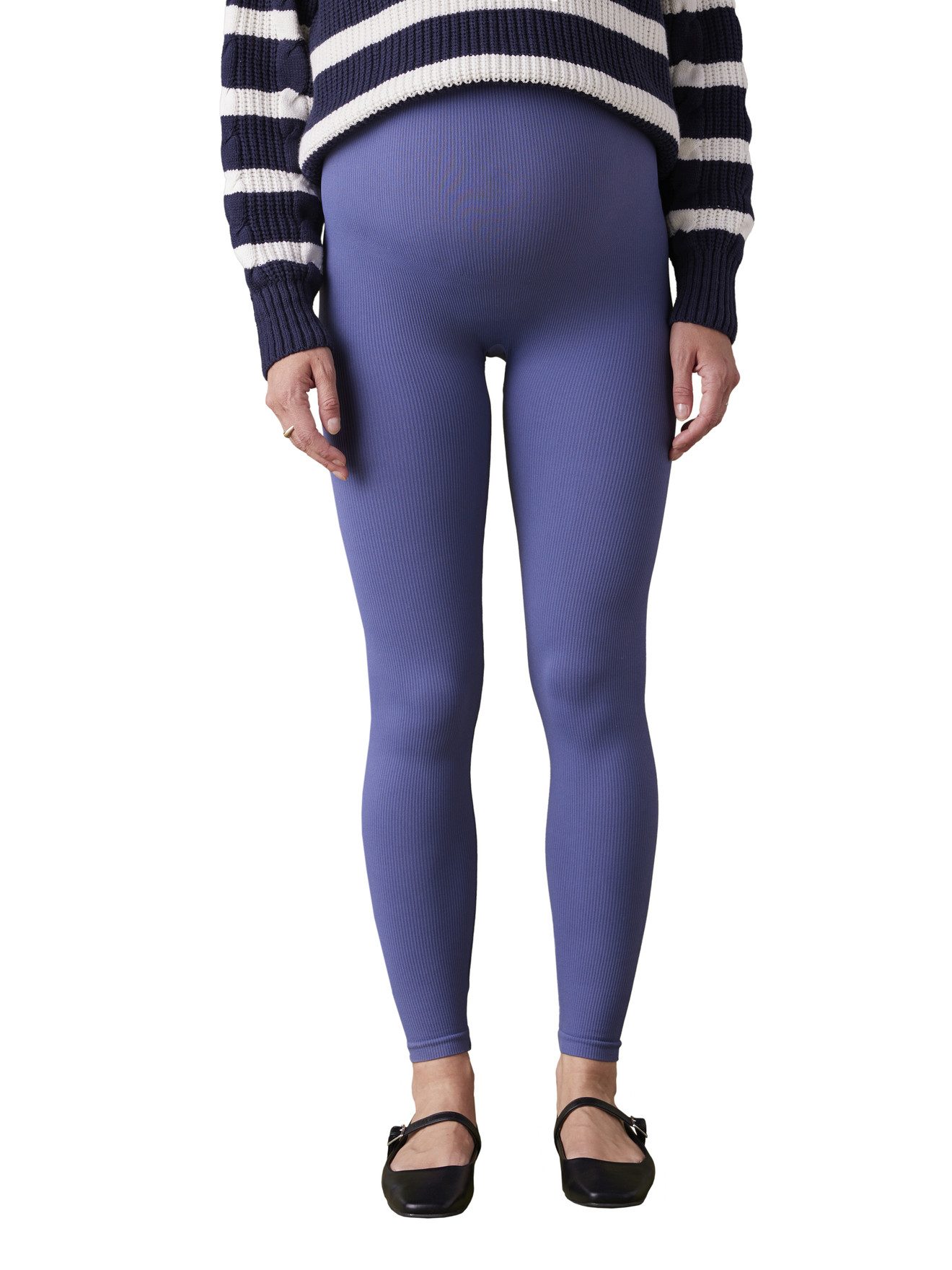 Umstandsleggings Nahtlose Umstands-Leggings aus Rippjersey