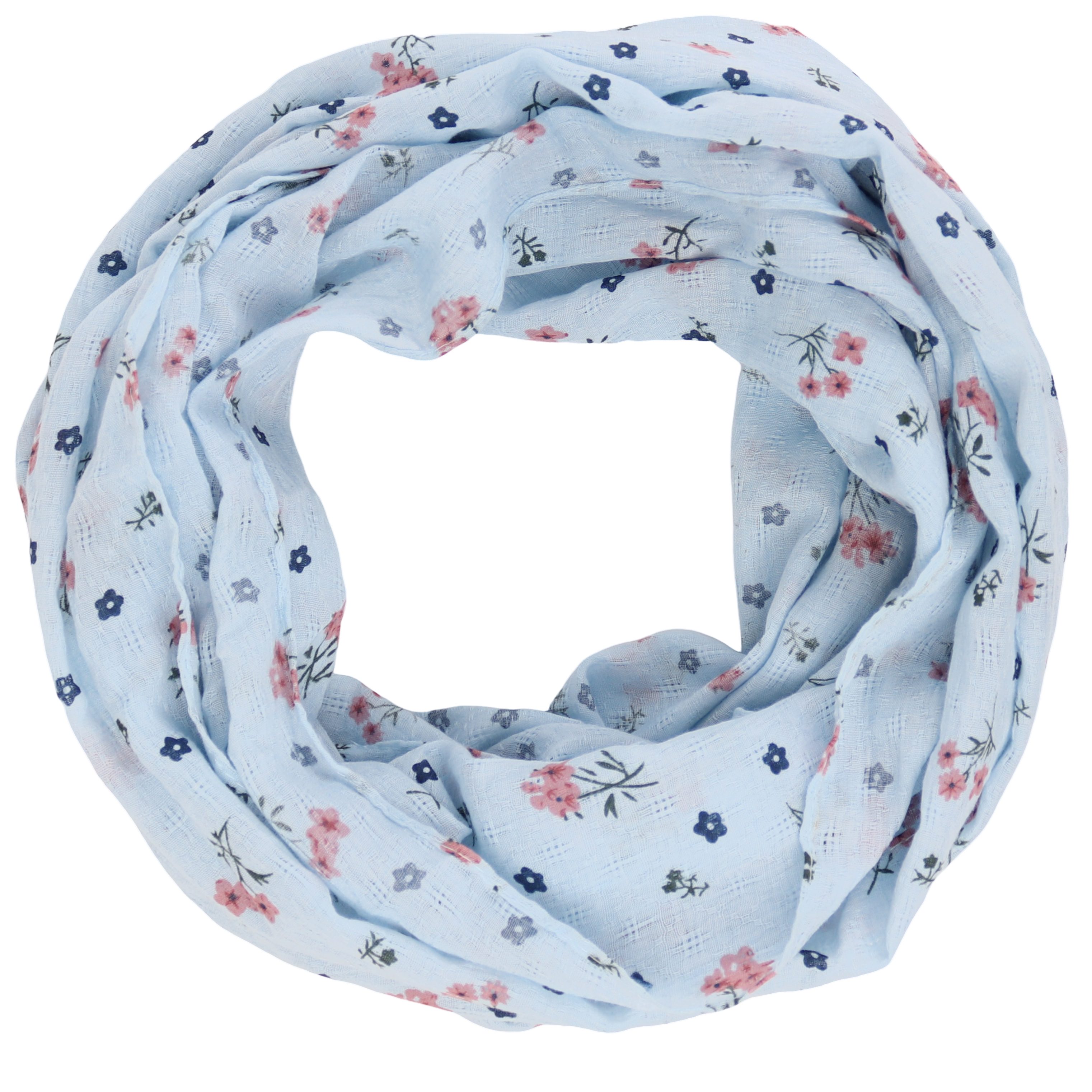 MIRROSI Loop Damen Schal mit Blumen-Muster Weich aus 100% Baumwolle Schlauchschal, (ca. 160x44cm Zweimal um den Hals wickelbar)