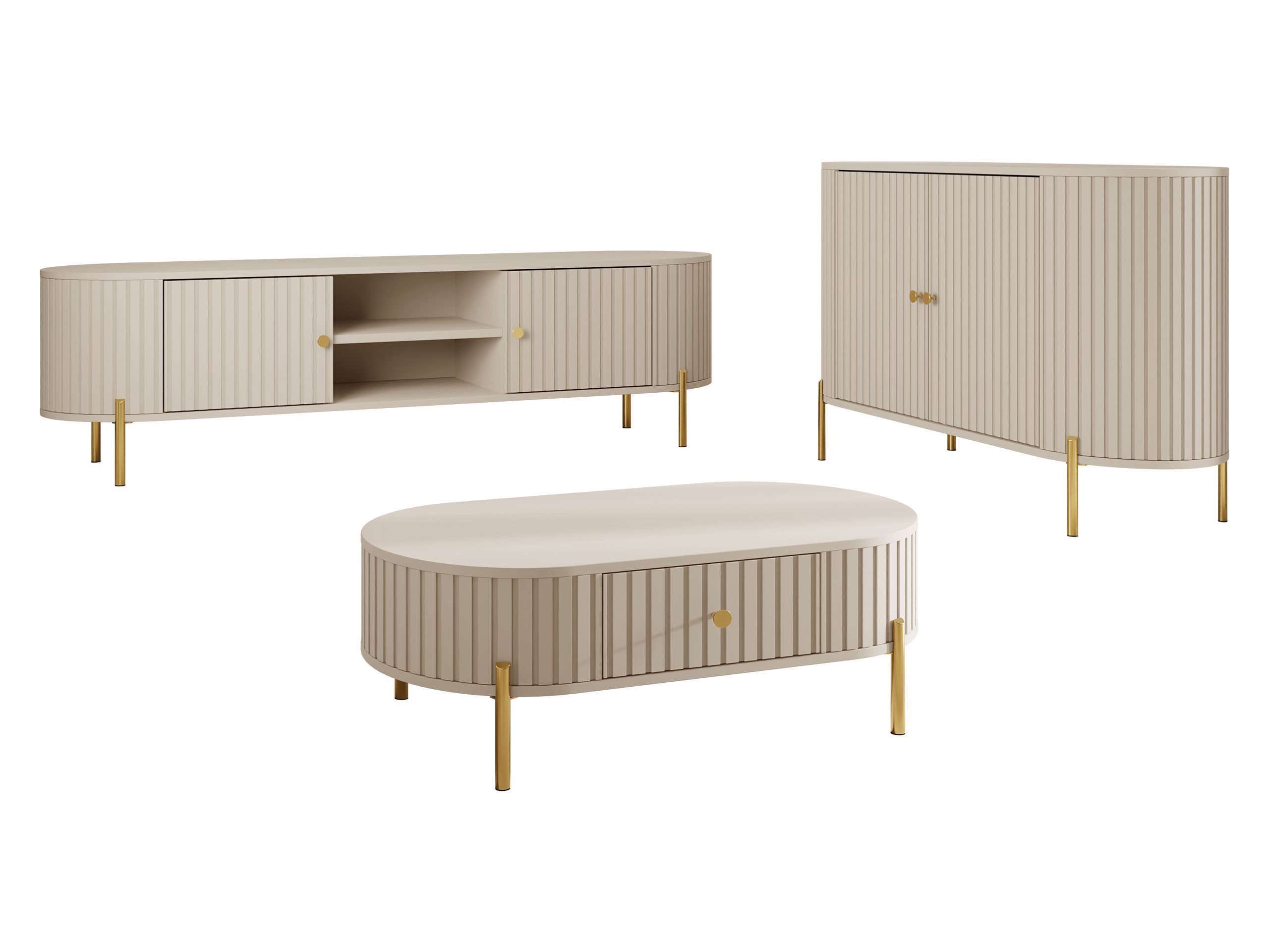 MIRJAN24 Wohnzimmer-Set Sepiroz II, (3er-Set, TV-Lowboard, Kommode, Couchti günstig online kaufen