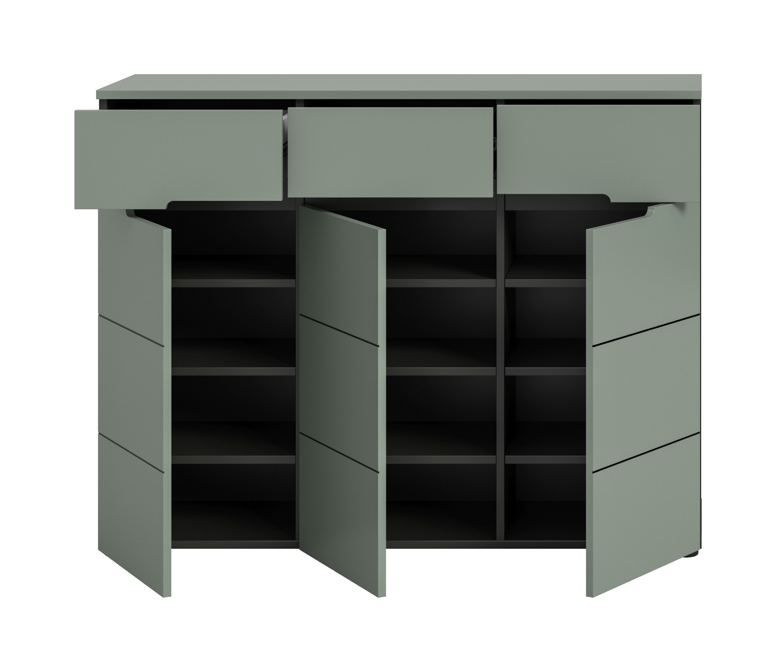 xonox.home Schuhkommode, Smoke Green Melamin beschichtet modern 94x120x37 cm