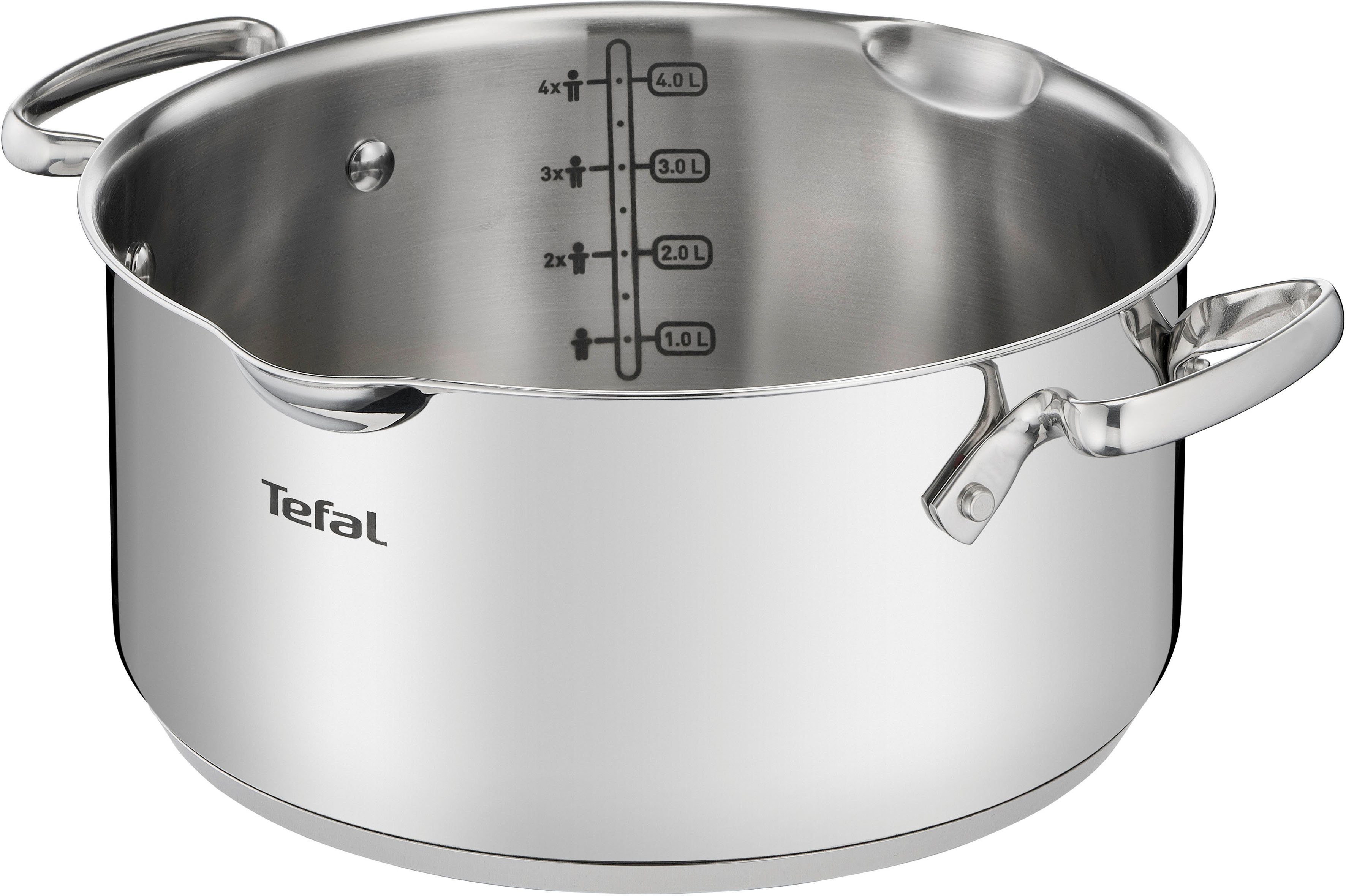 Tefal Kochtopf Duetto+, Edelstahl 18/10, hochglanzpoliert, Glasdeckel mit Siebfunktion