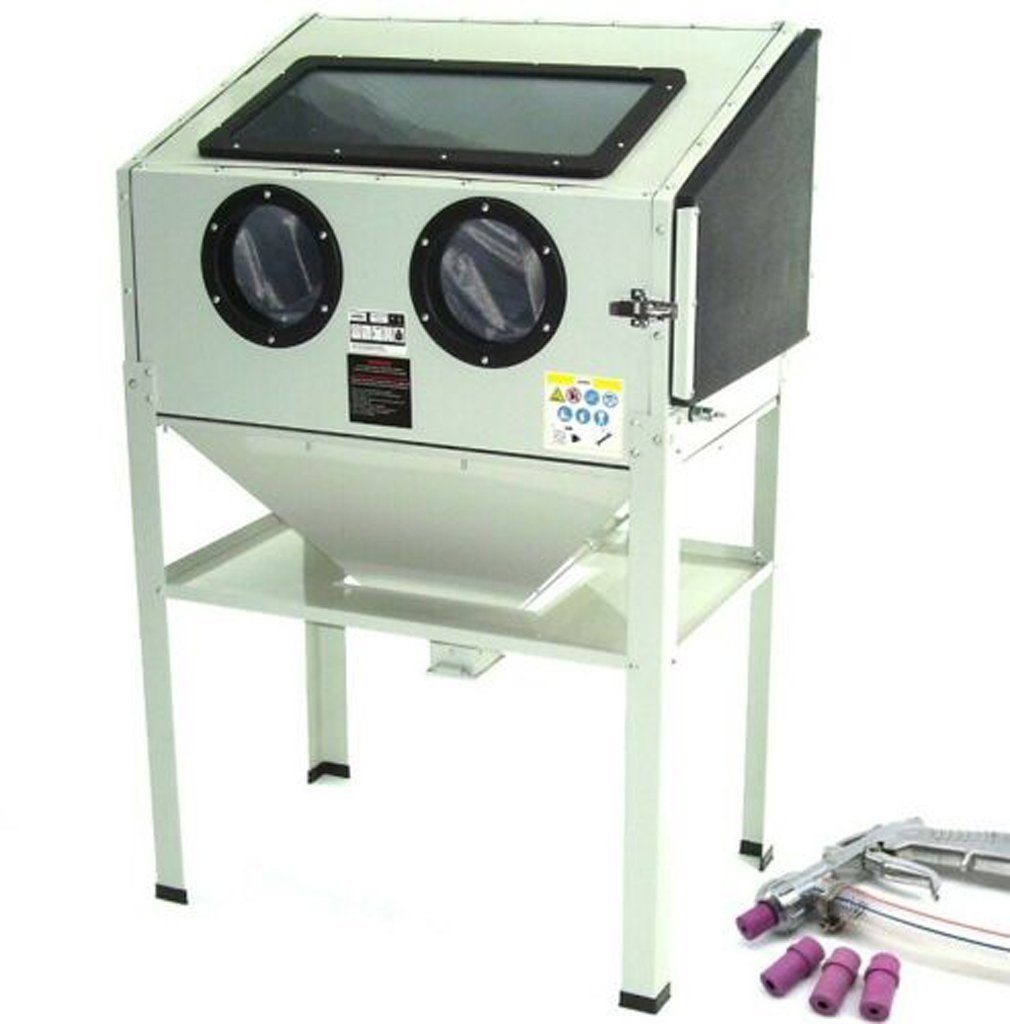 Apex Sandstrahlkabine Sandstrahlkabine SBC 220 mit Pistole Sandstrahlgerät Sandstrahlpisole 4 Düsen